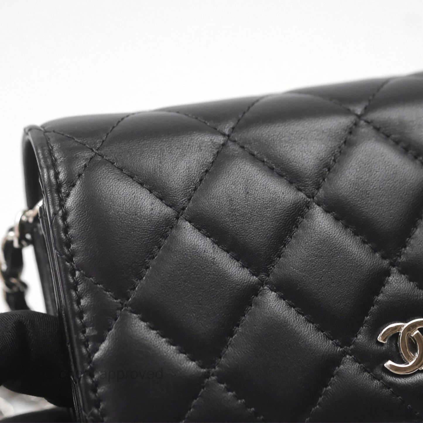 Chanel Quilted Mini Wallet on Chain WOC Black Lambskin Silver Hardware