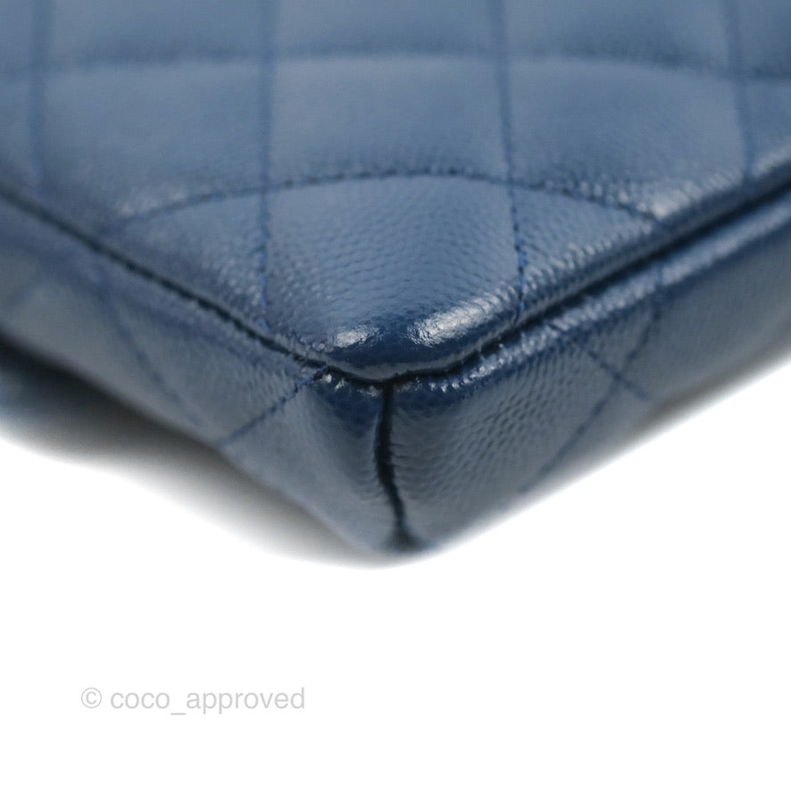 Chanel Quilted Caviar Navy Timeless Clutch Gold Hardware