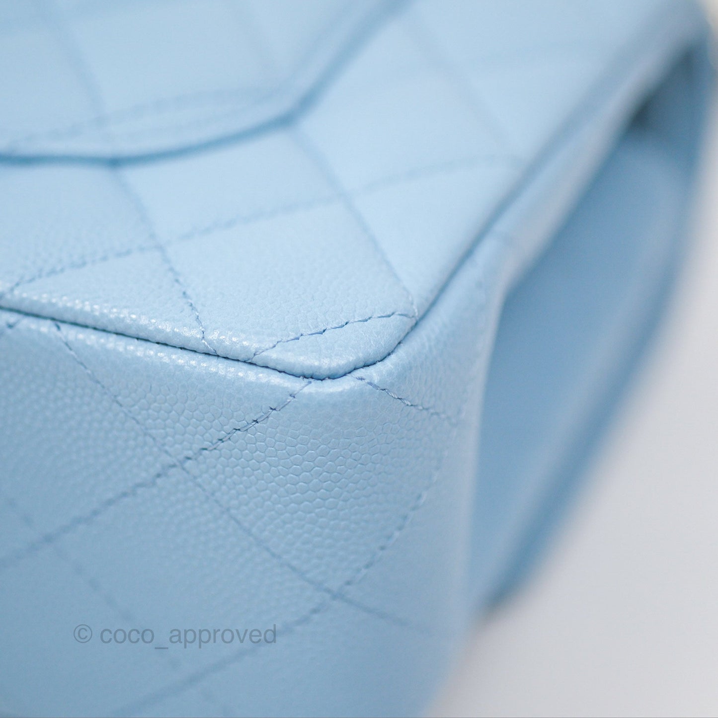 Chanel Small Classic Quilted Flap Light Blue Caviar Gold Hardware