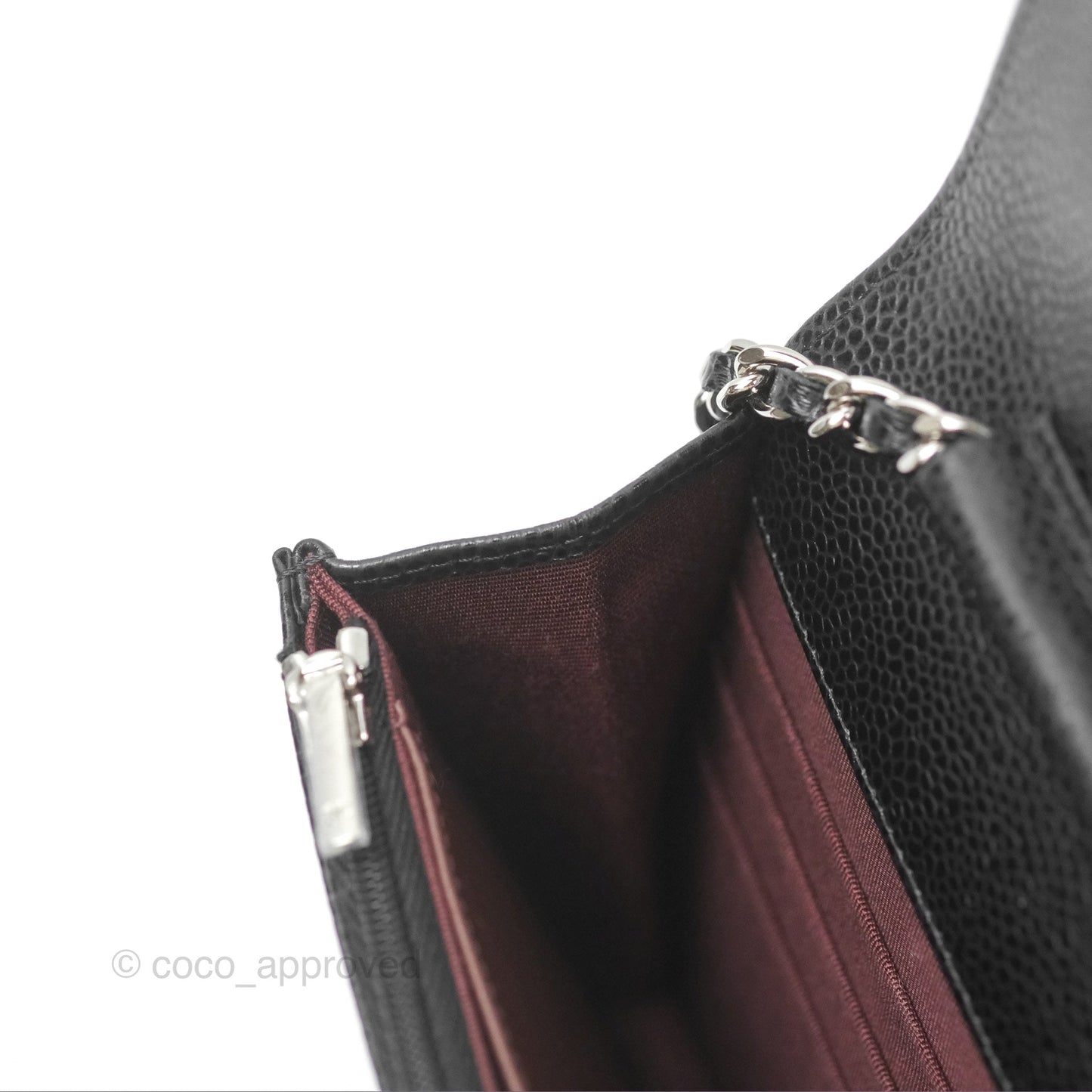 Chanel Quilted Classic Wallet On Chain WOC Black Caviar Silver Hardware