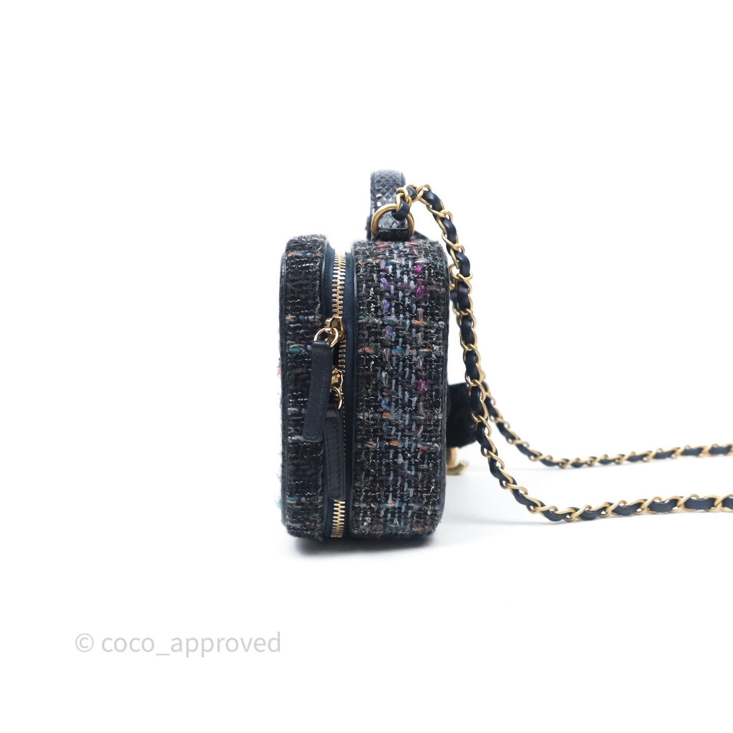Chanel Medium CC Filigree Vanity Case Navy Tweed Python