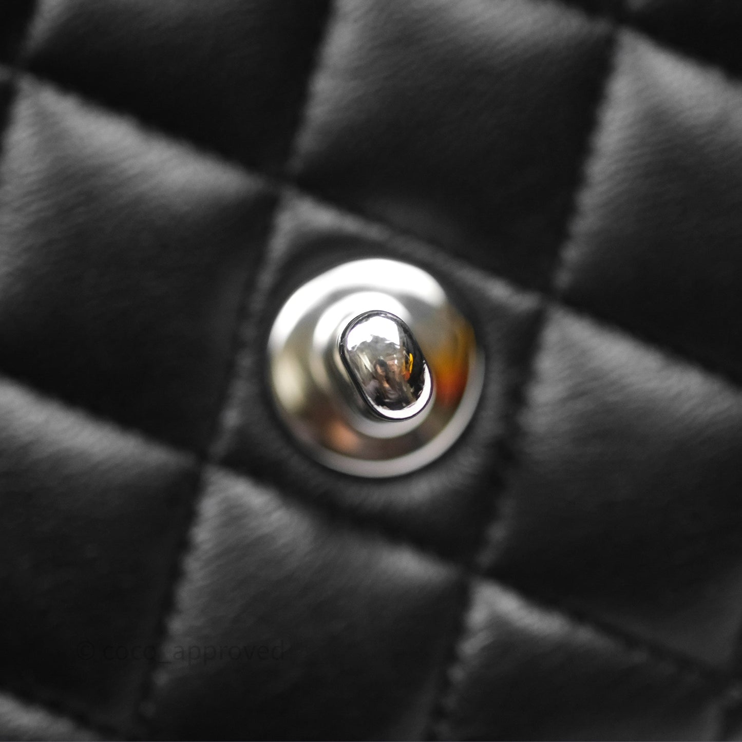 Chanel Classic M/L Medium Flap Quilted Black Lambskin Silver Hardware