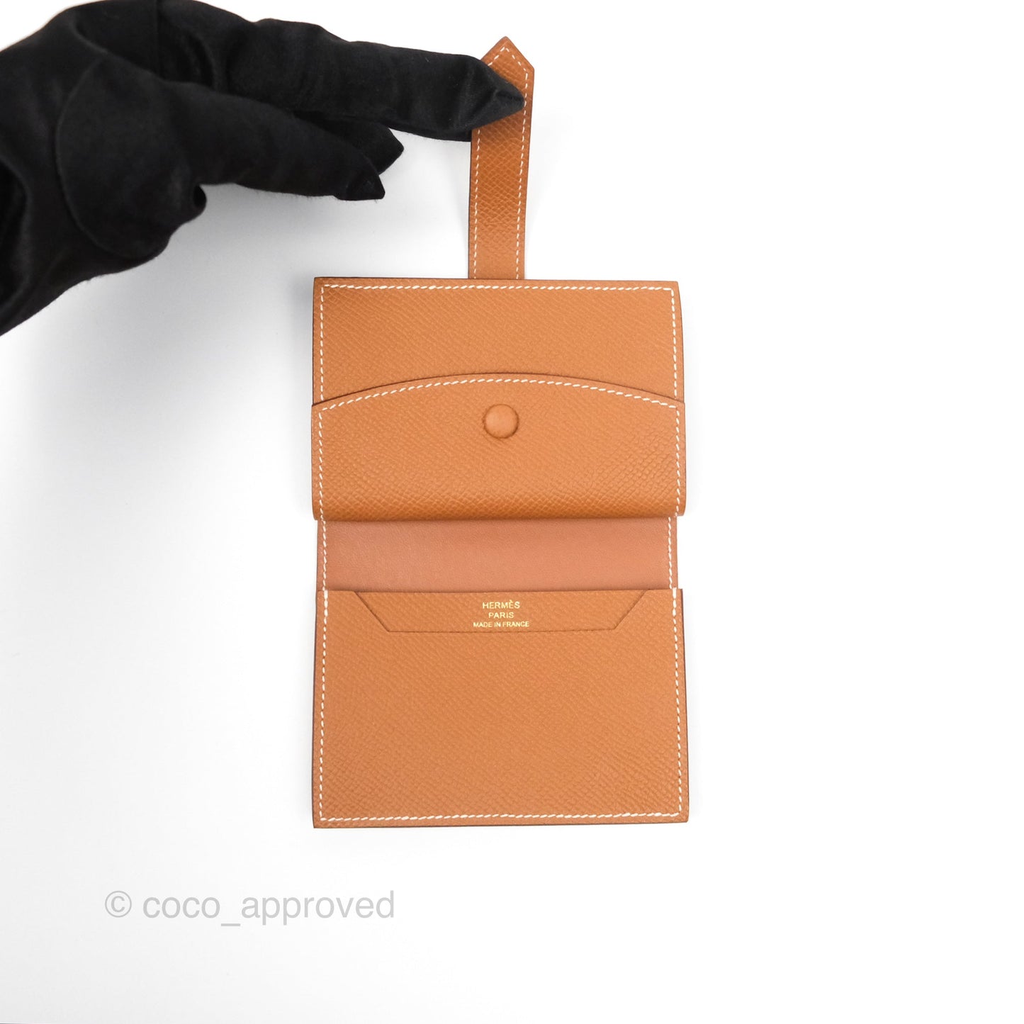 Hermes Bearn Mini Wallet Gold Epsom Gold Hardware