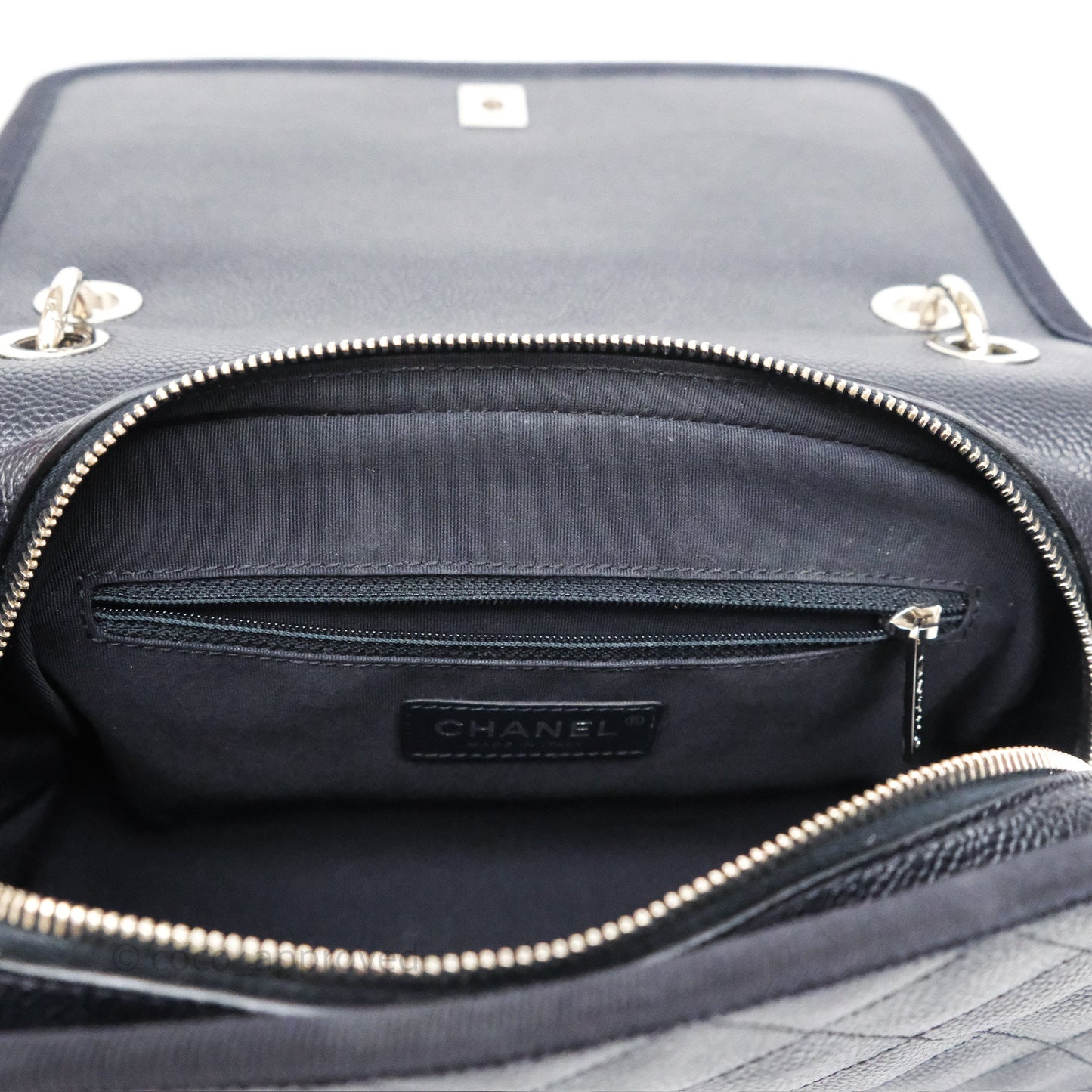 Chanel Top Handle Flap Bag Dark Navy Caviar Silver Hardware