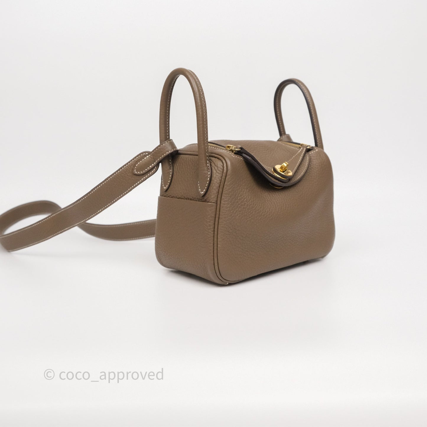 Hermès Mini Lindy 20 Etoupe 18 Clemence Gold Hardware