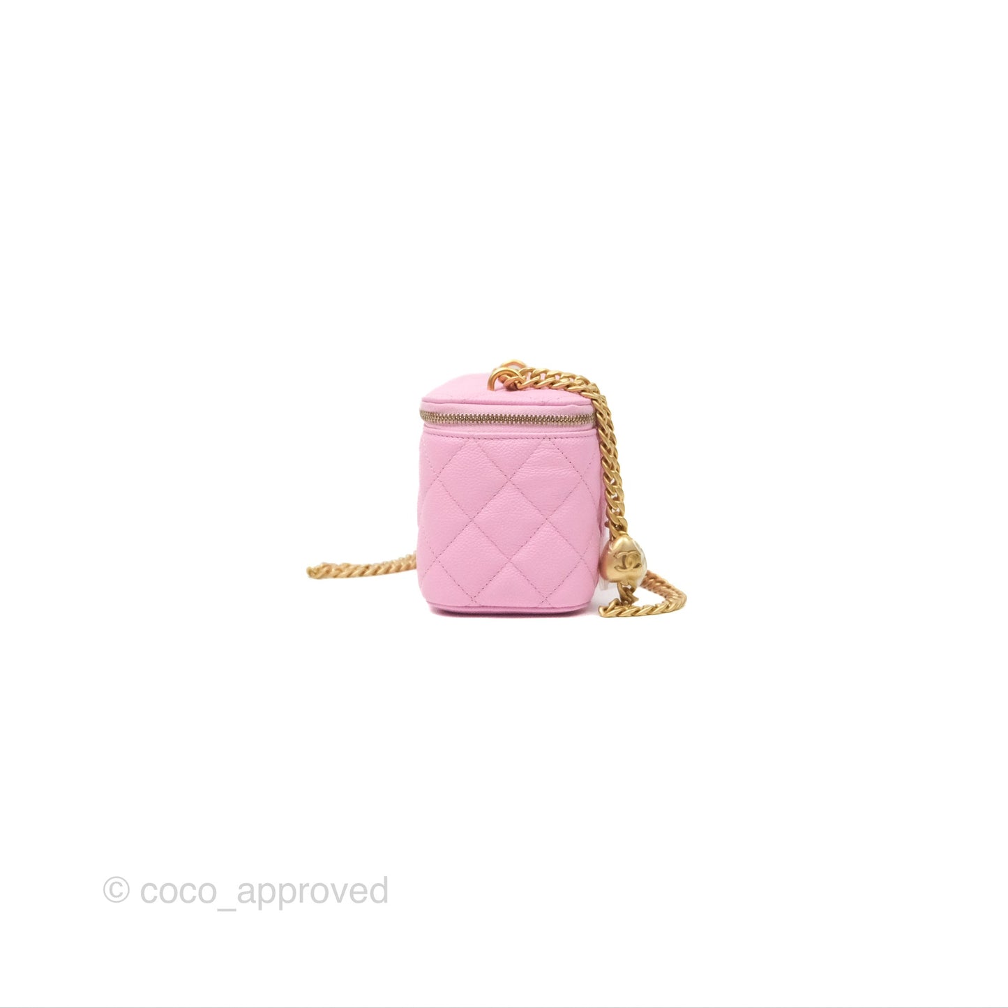 Chanel Vanity Heart Crush Adjustable Chain Pink Caviar Aged Gold Hardware