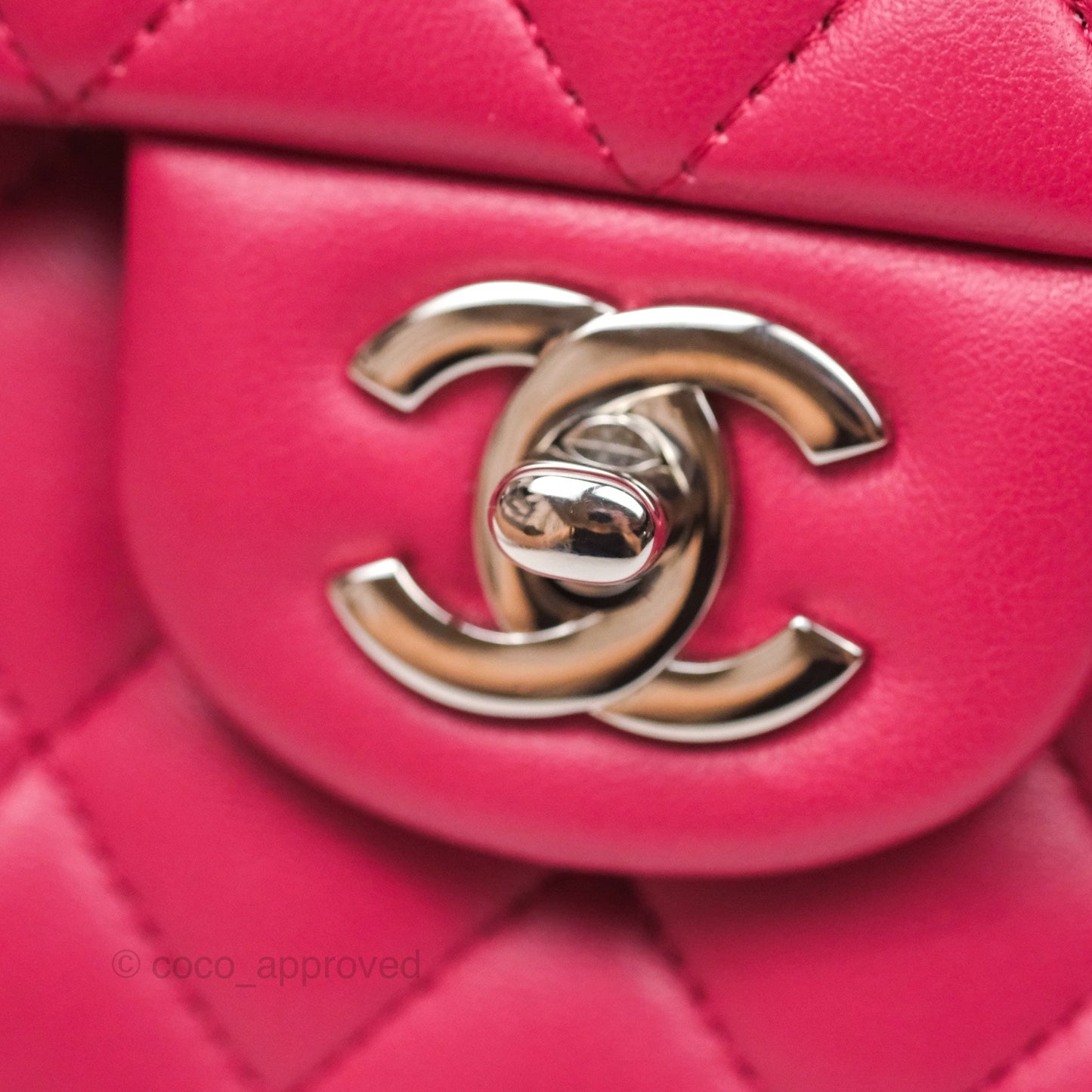 Chanel Classic M/L Medium Flap Quilted Dark Pink Lambskin Silver Hardware