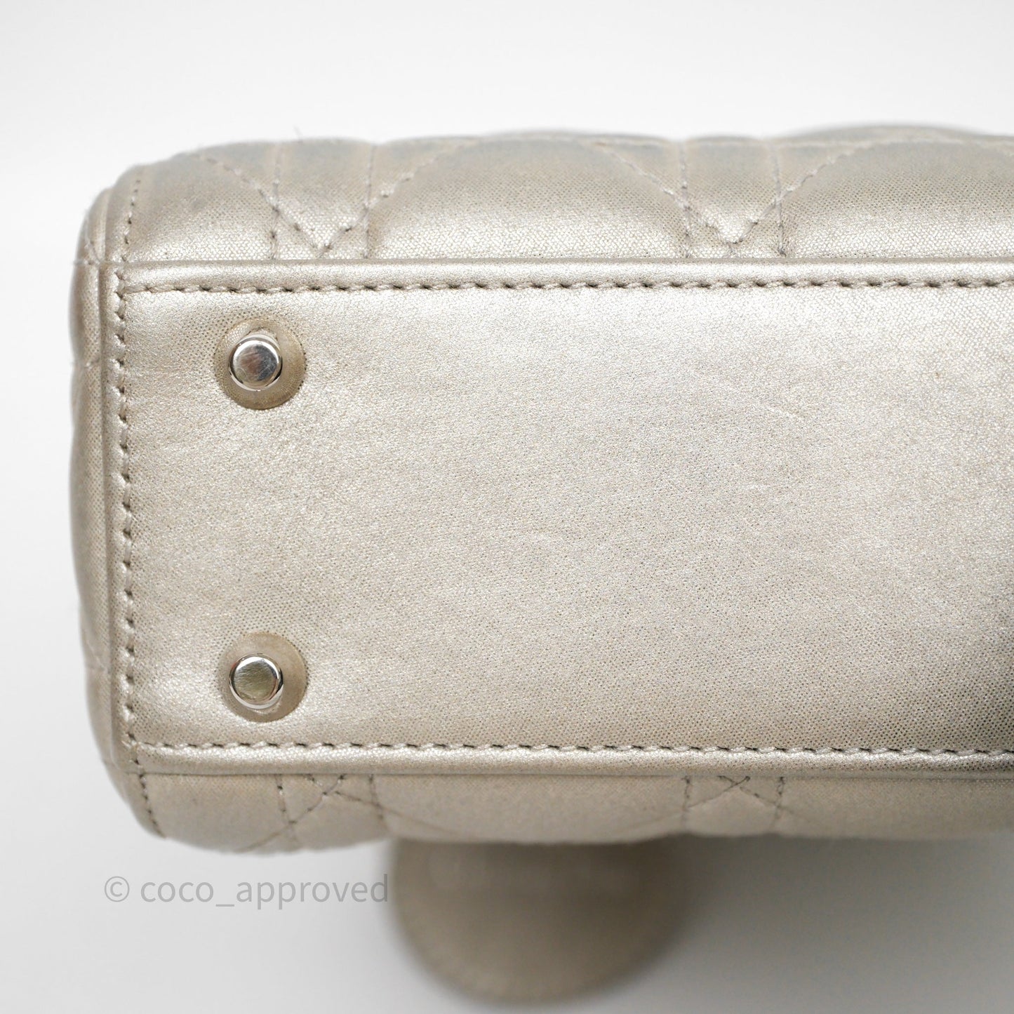 Christian Dior Mini Lady Dior Metallic Silver Nubuck Silver Hardware