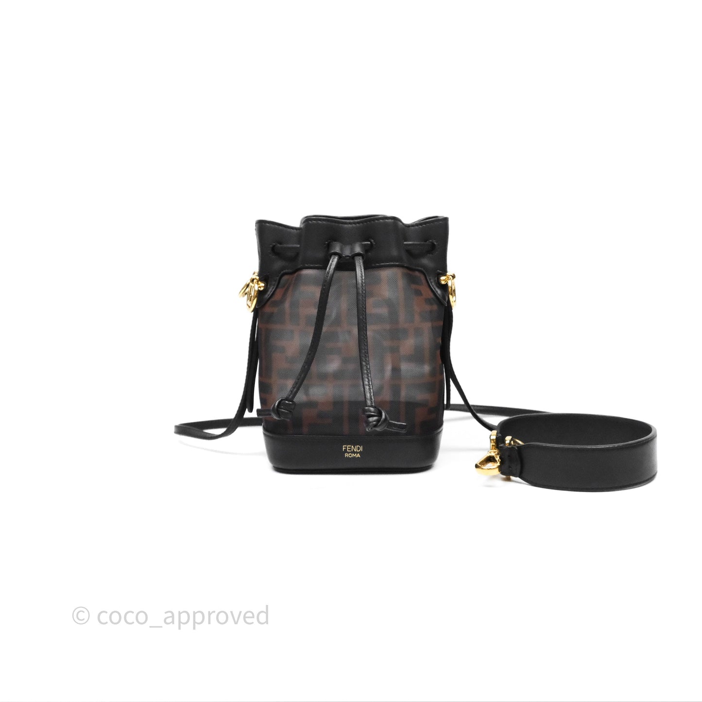 Fendi Mini Mon Tresor Bucket Bag Zucca See Through Mesh Brown/Black/Ebony