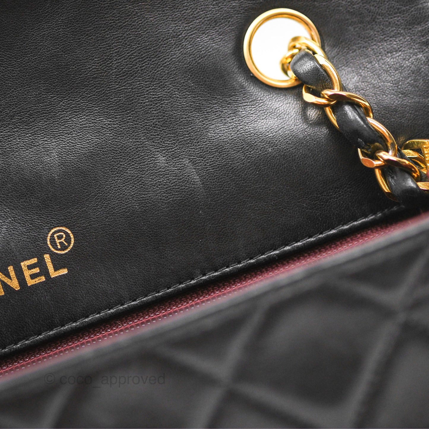 Chanel Vintage Medium Classic Diana Flap Bag Black Lambskin 24K Gold Hardware