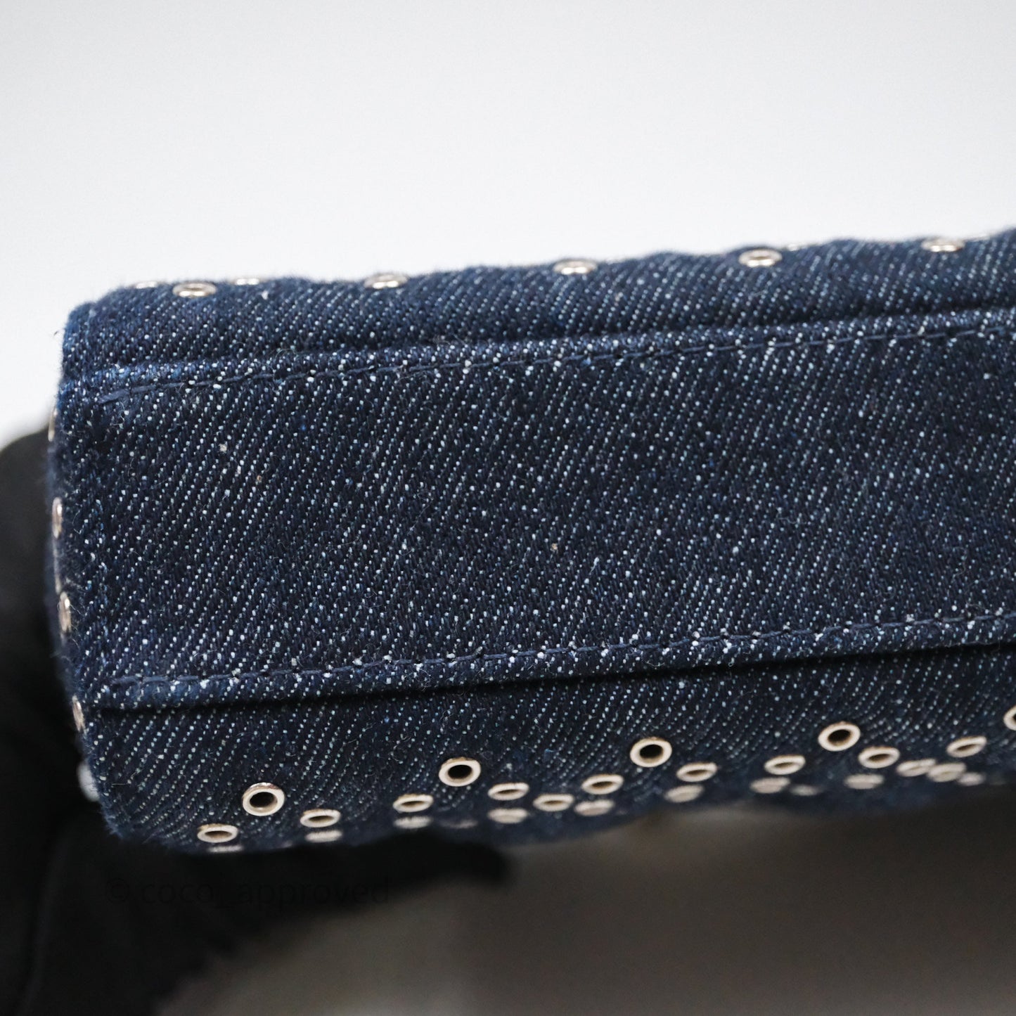 Christian Dior Medium Lady D-Joy Denim Eyelet Silver Hardware