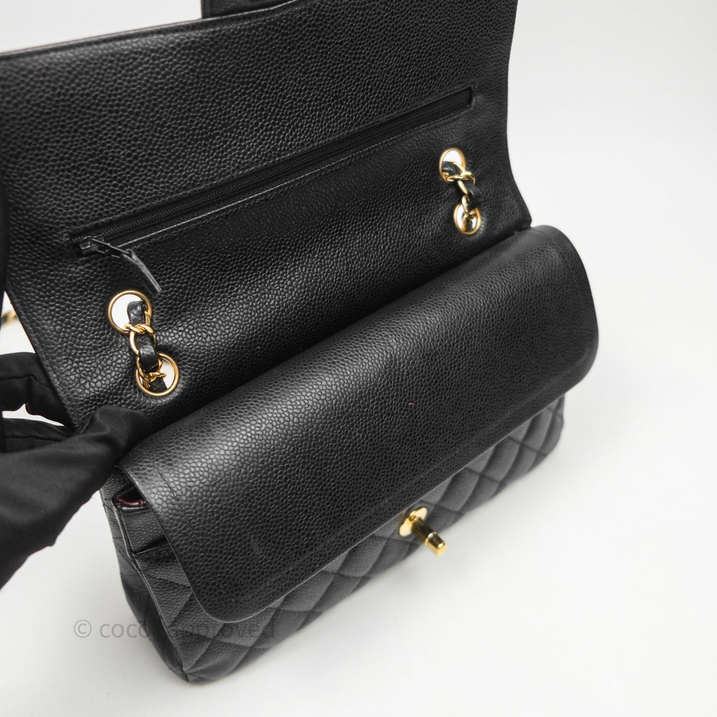 Chanel Classic M/L Medium Flap Quilted Black Caviar Gold Hardware