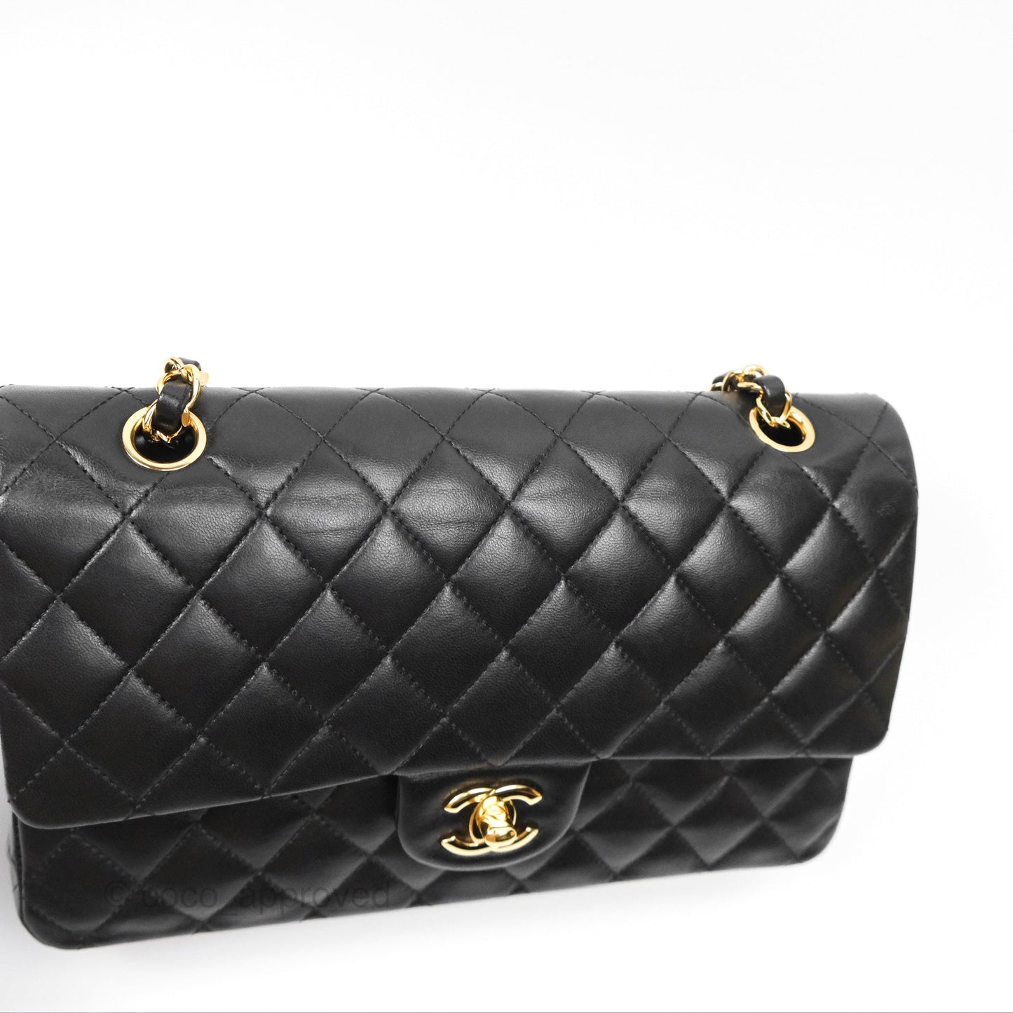 Chanel Classic M/L Medium Flap Quilted Black Lambskin Gold Hardware
