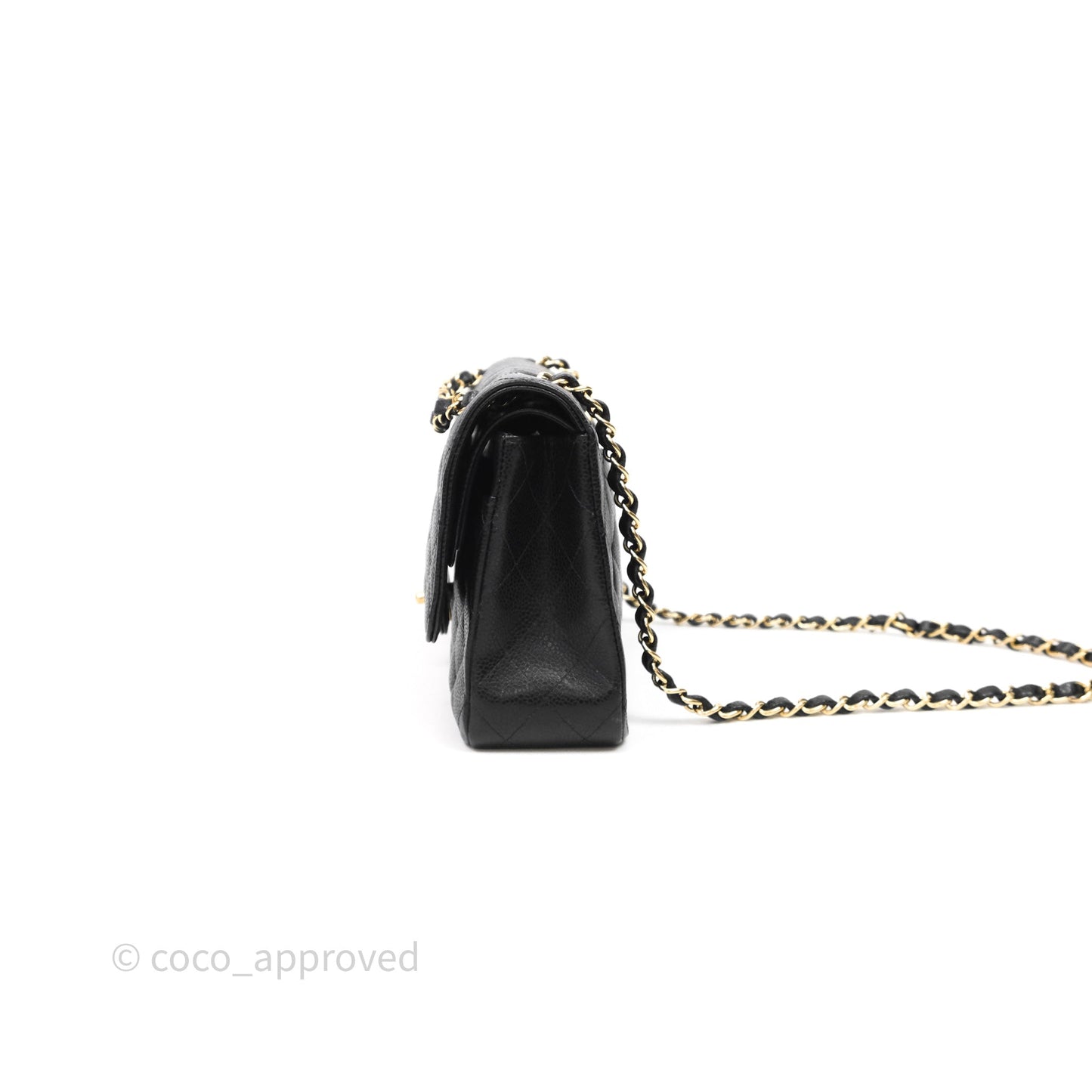 Chanel Classic M/L Medium Flap Quilted Black Caviar Gold Hardware