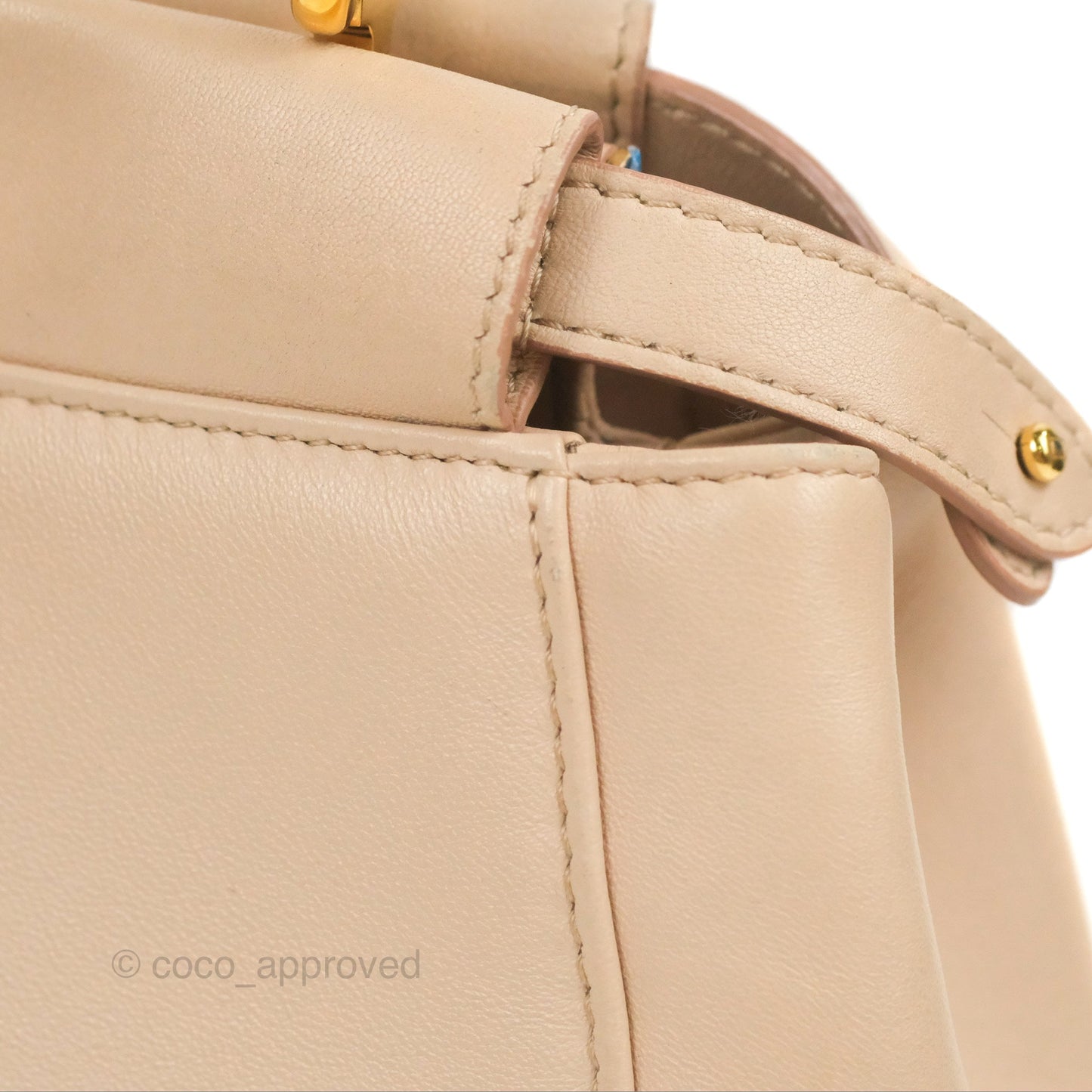 Fendi Mini Peekaboo Bag Poudre Lambskin Gold Hardware
