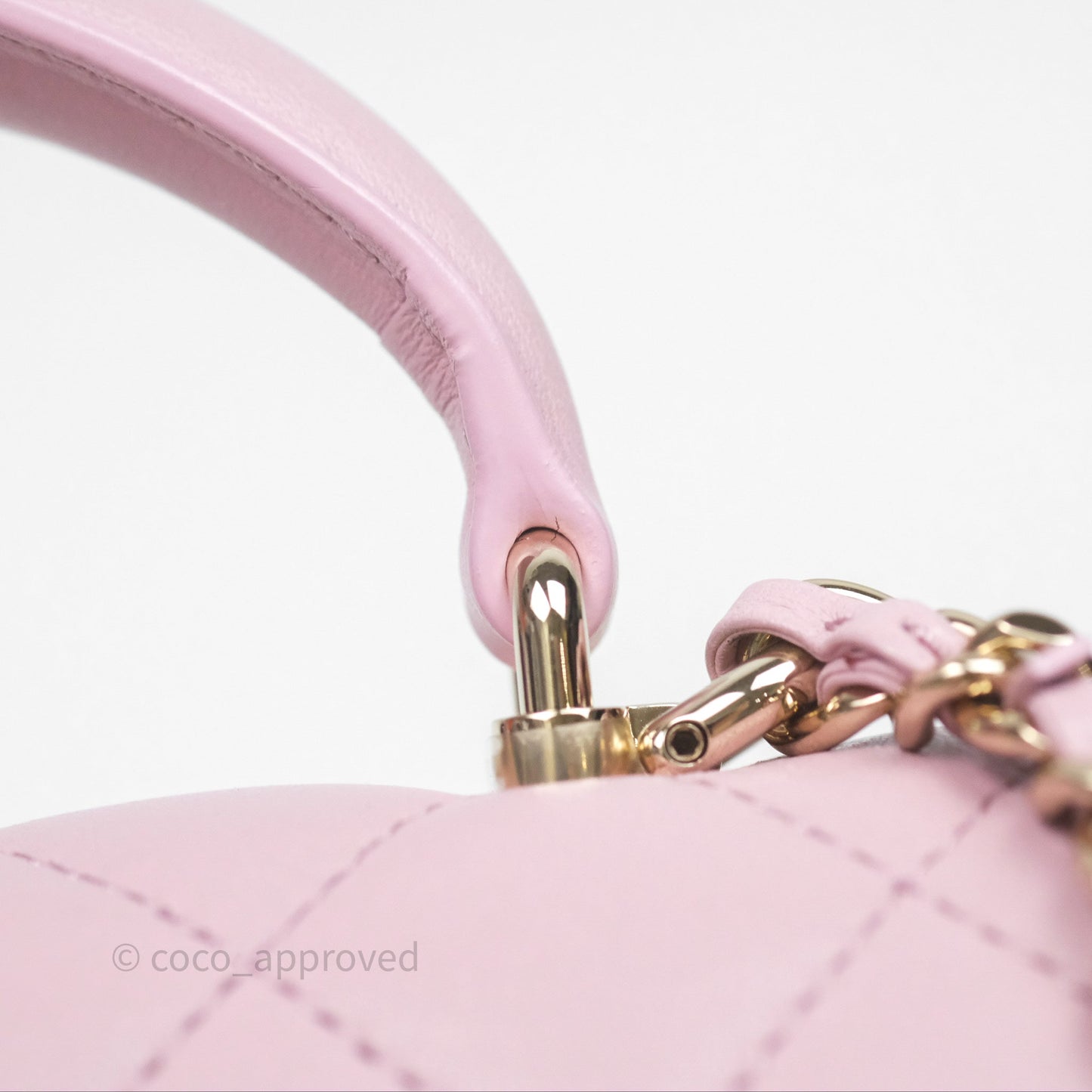 Chanel Top Handle Mini Rectangular Flap Pink Lambskin Gold Hardware