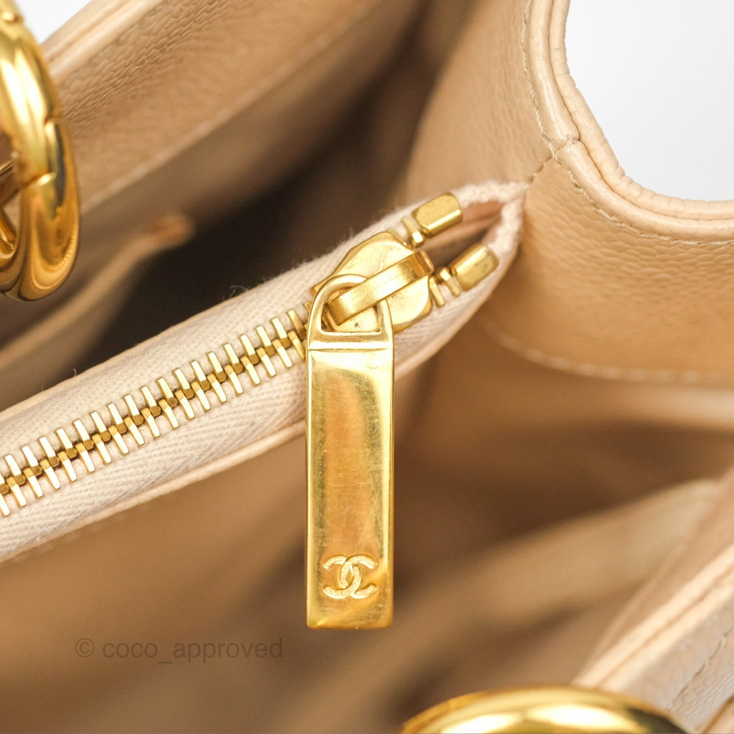 Chanel GST Beige Caviar Gold Hardware
