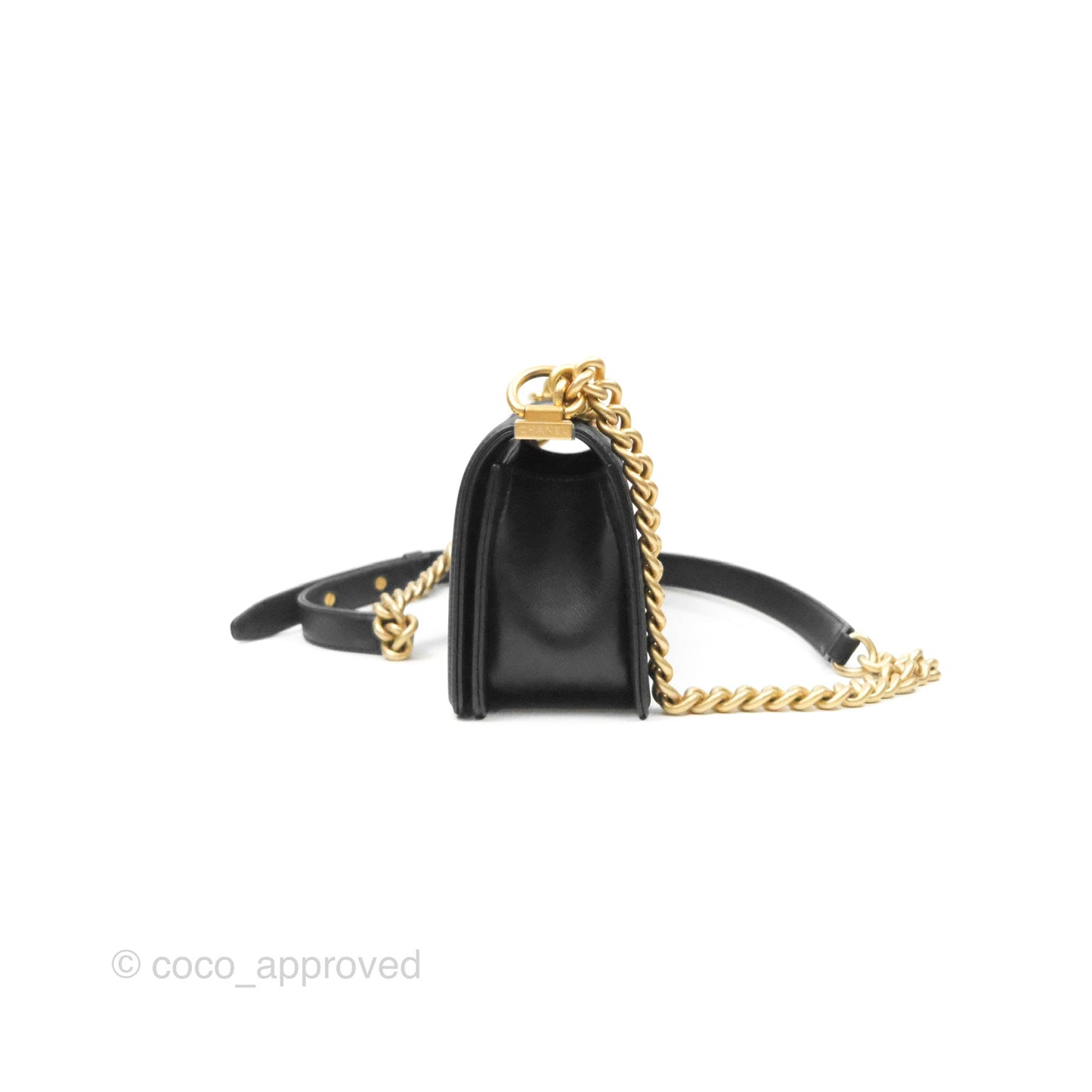 Chanel Small Boy Black Calfskin Gold Hardware