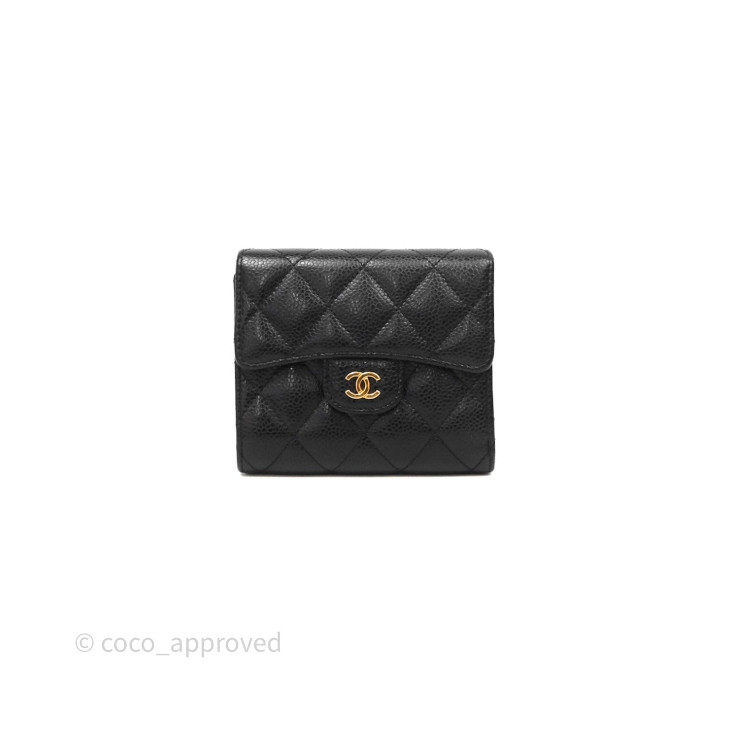 Chanel Classic Short Flap Wallet Black Caviar Gold Hardware