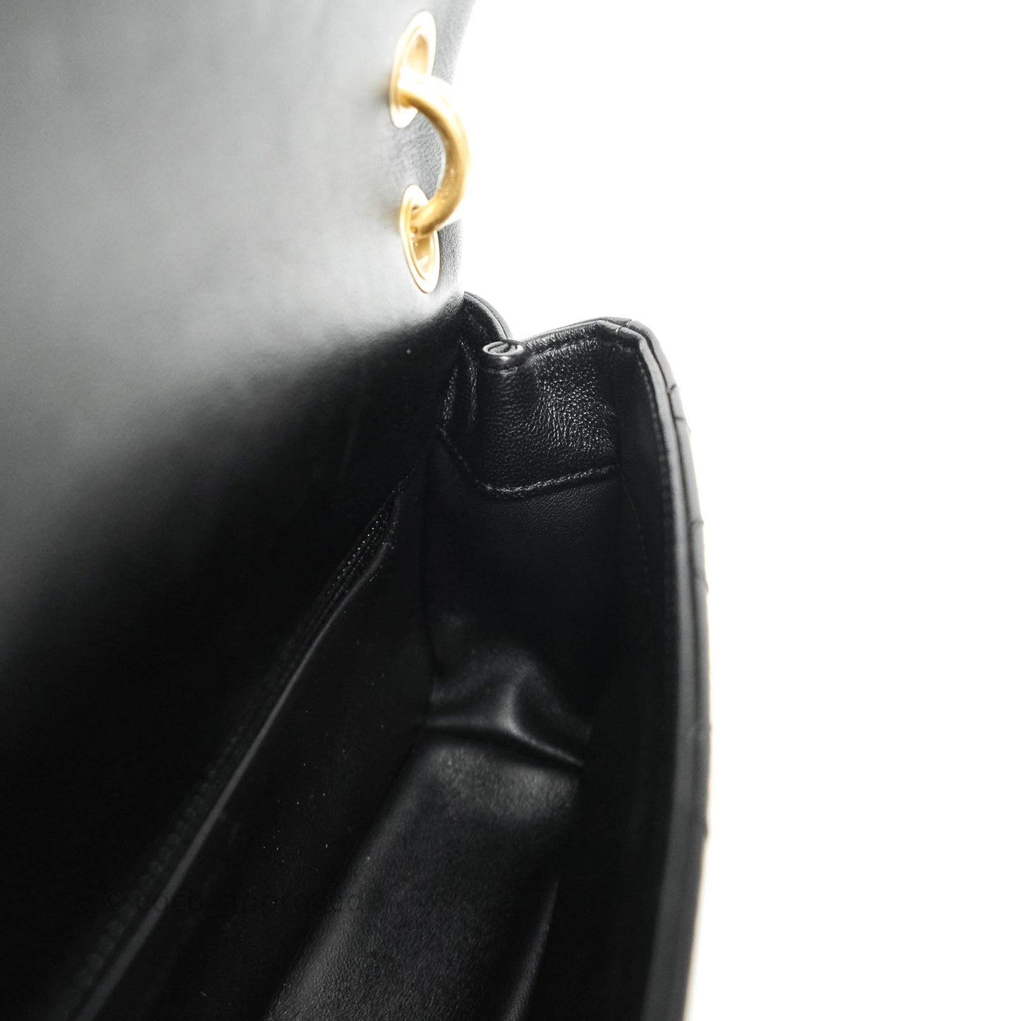 Chanel Leather Entwined Chain Bag Black Shiny Lambskin Aged Gold Hardware