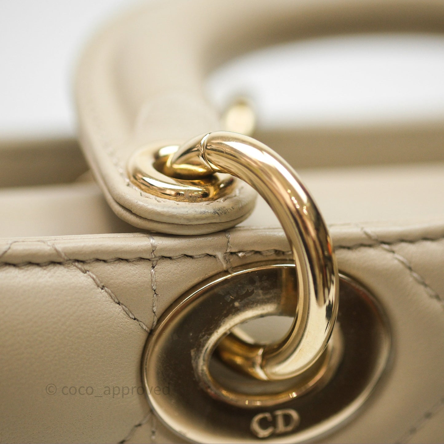 Dior Medium Lady D-Joy Bag Sand Lambskin Cannage Gold Hardware