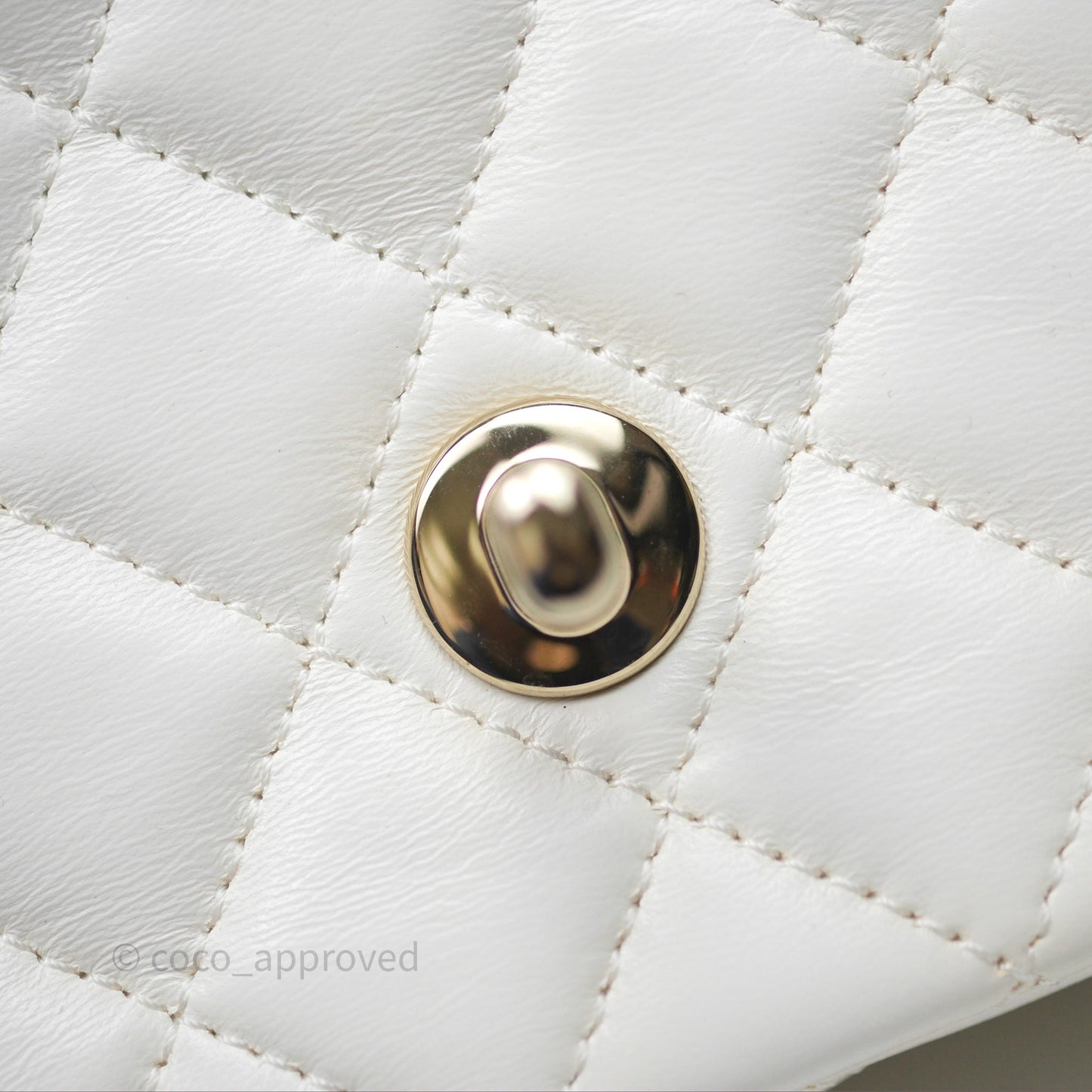 Chanel Crystals Top Handle Mini Rectangular Flap Bag White Lambskin Gold Hardware