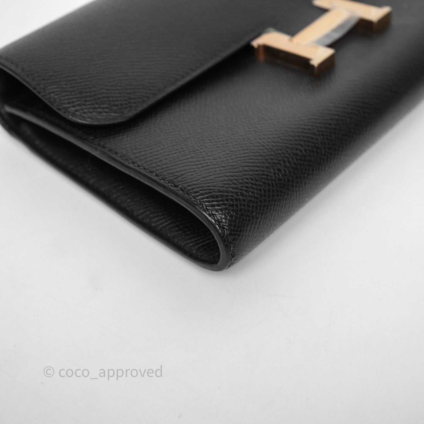 Hermès Constance Long To Go Wallet Black Noir 89 Epsom Rose Gold Hardware