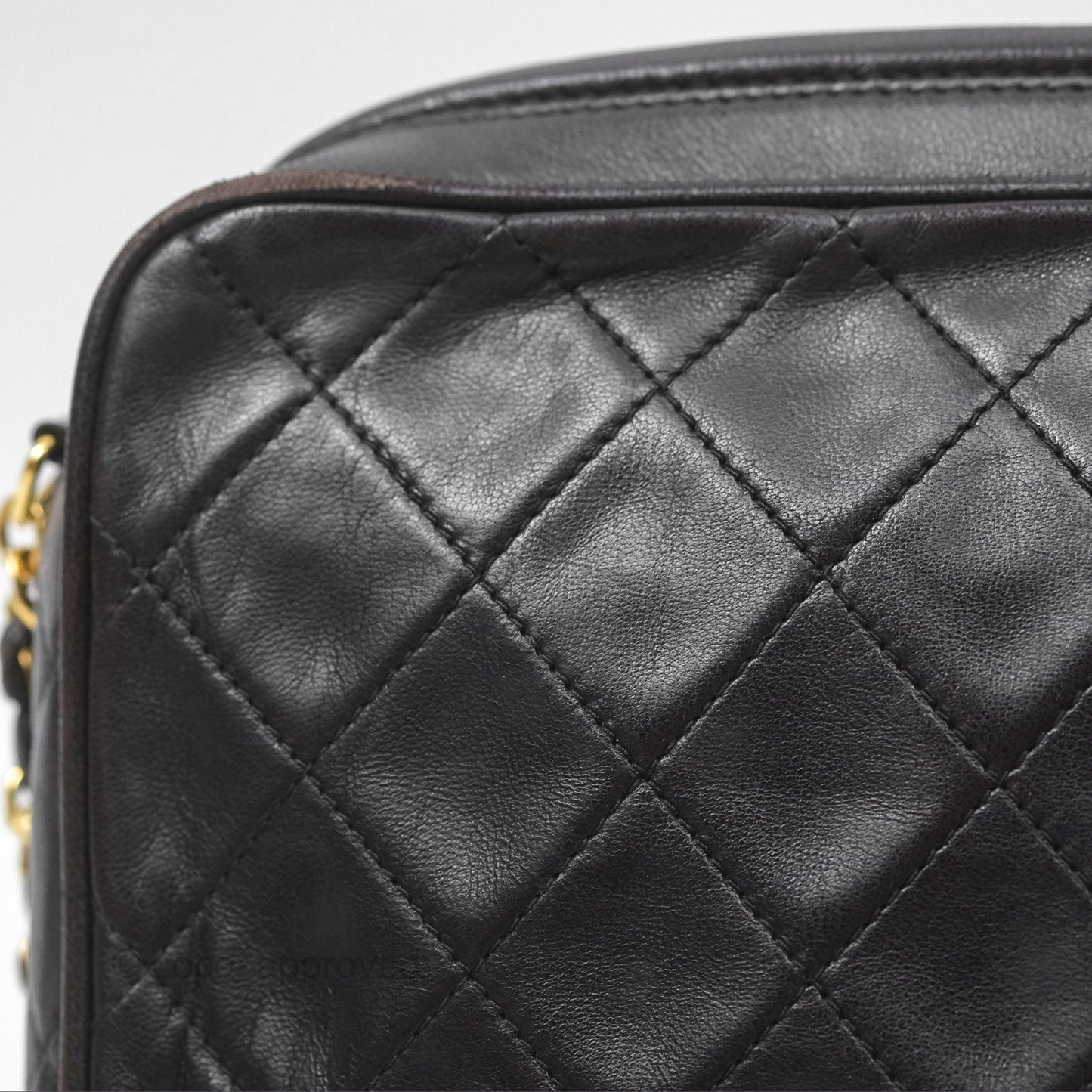 Chanel Vintage Small Camera Bag Black Lambskin Gold Hardware