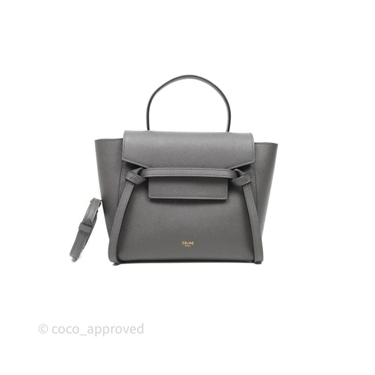 Celine Nano Belt Bag Grey Grained Calfskin Gold Hardware