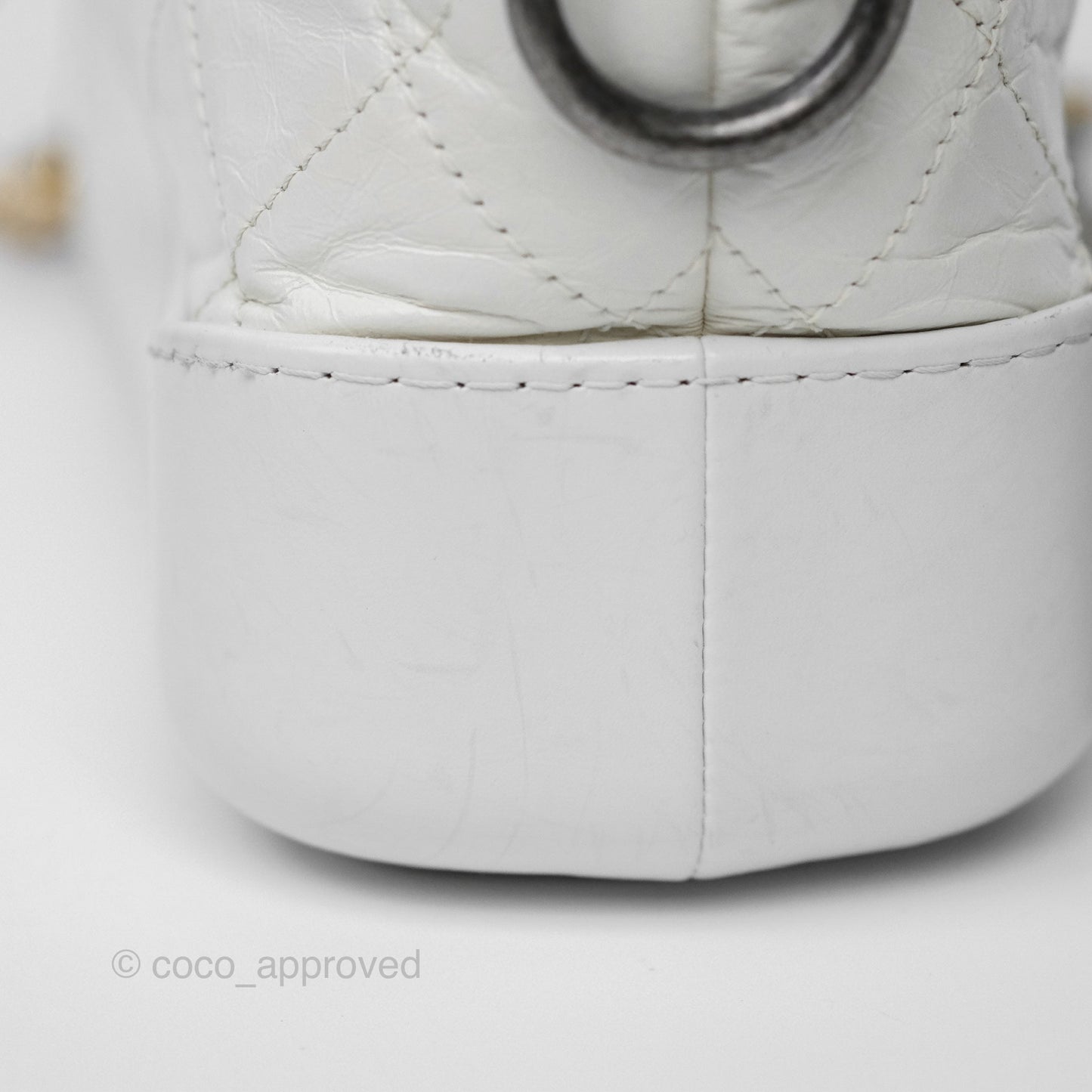 Chanel Small Gabrielle Hobo Quilted White Aged Calfskin