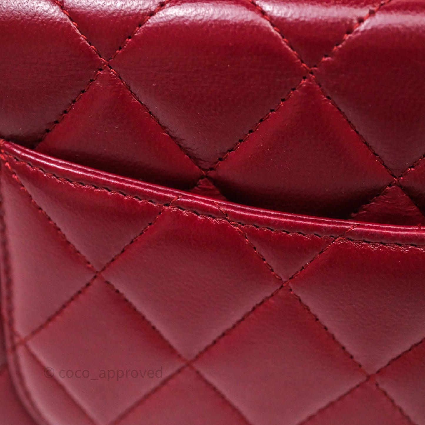 Chanel Quilted Wallet on Chain WOC Red Lambskin Silver Hardware