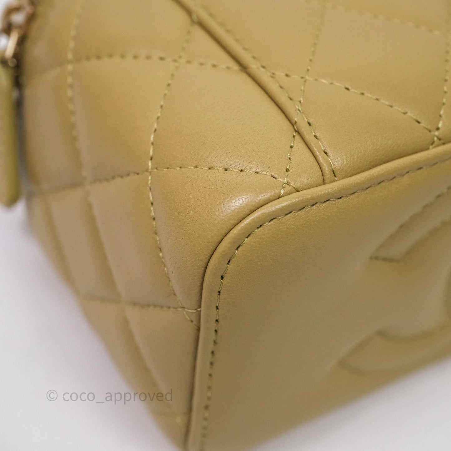 Chanel Top Handle Vanity with Chain Olive Green Lambskin Aged Gold Hardware