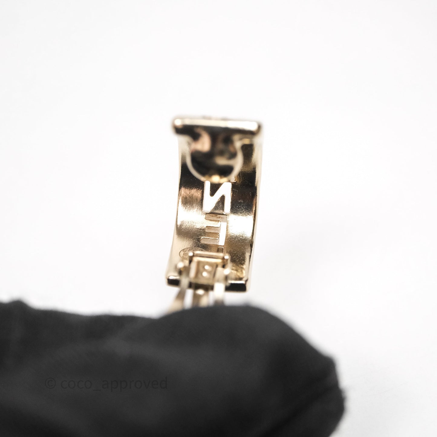Chanel Logo Hoop Ear Clips Gold Tone 20P