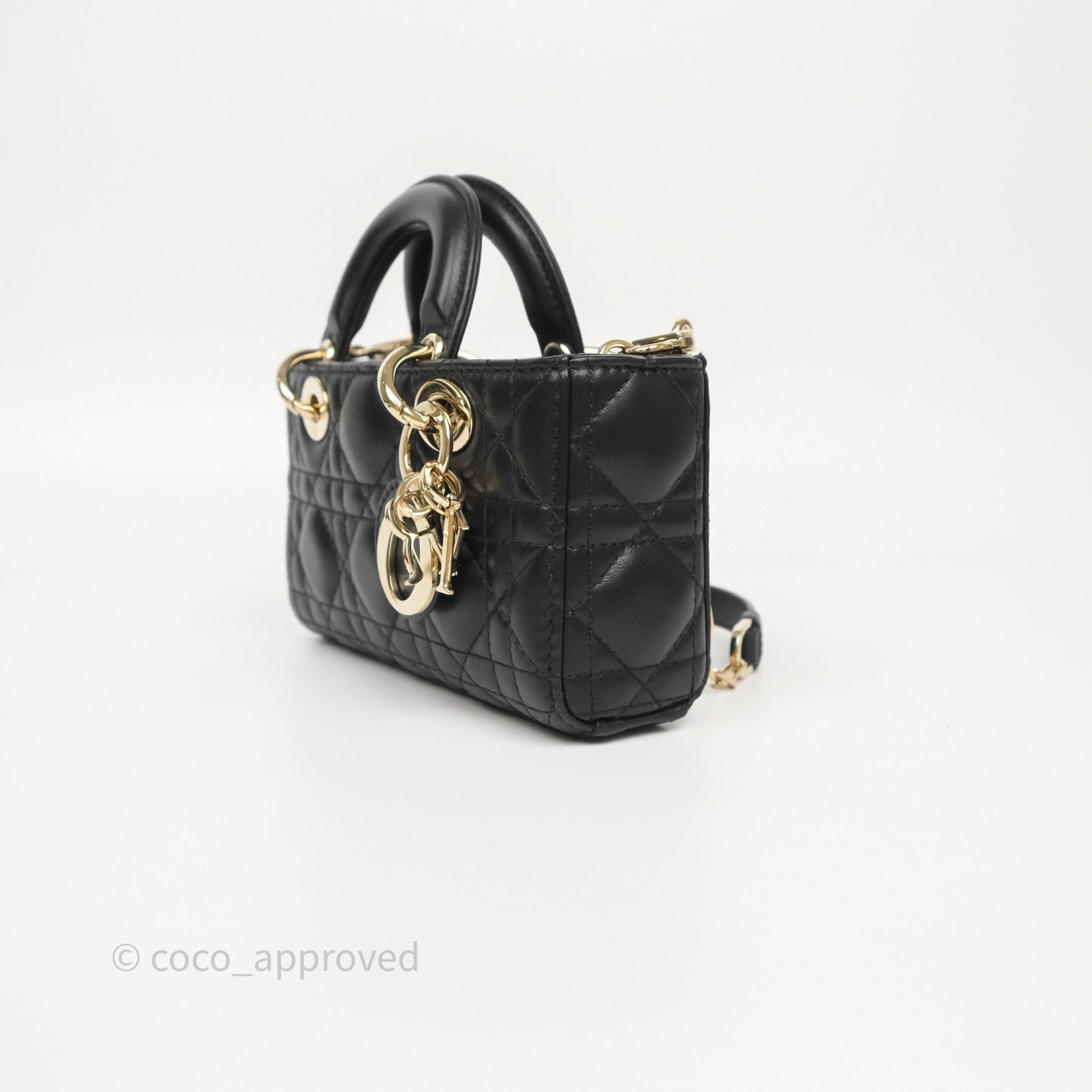 Christian Dior Lady D-Joy Micro Bag Antique Black Lambskin