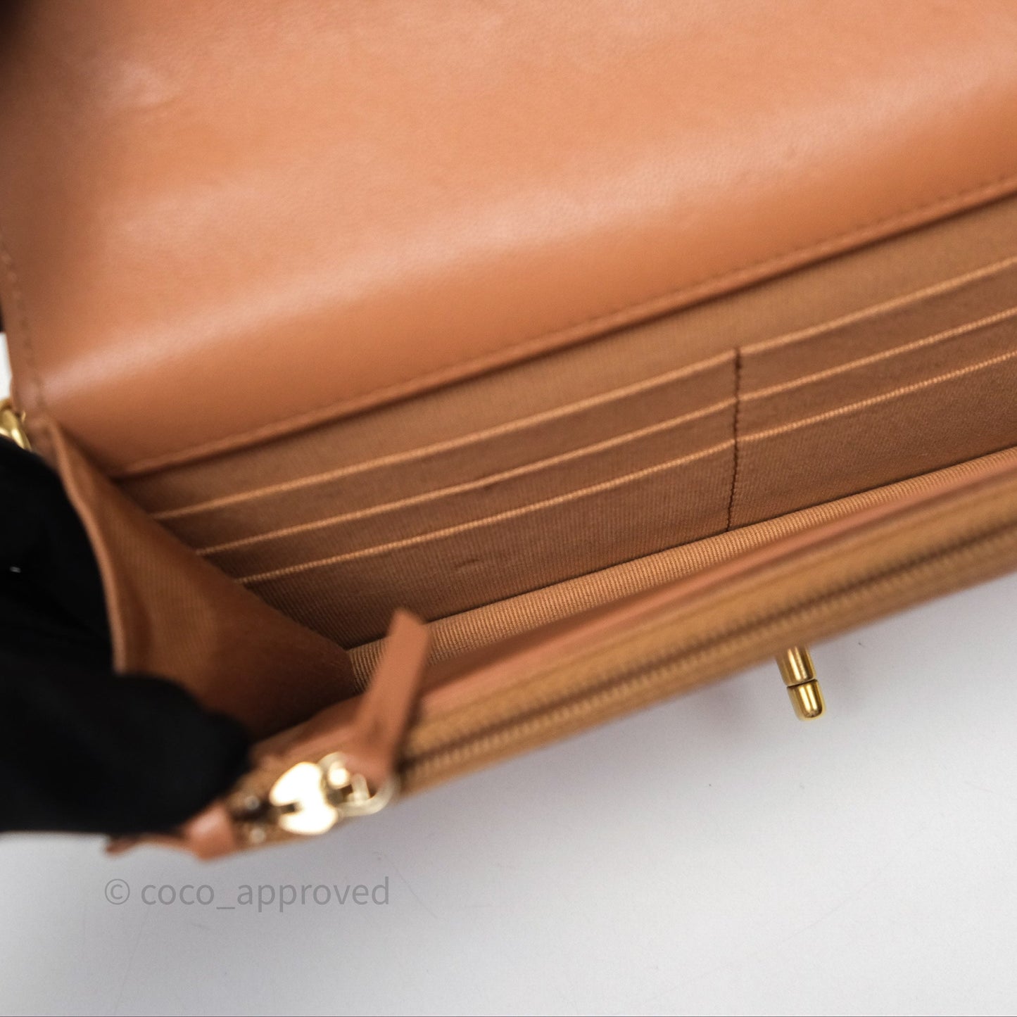 Chanel 19 Wallet on Chain WOC Dark Beige Caramel Lambskin Mixed Hardware
