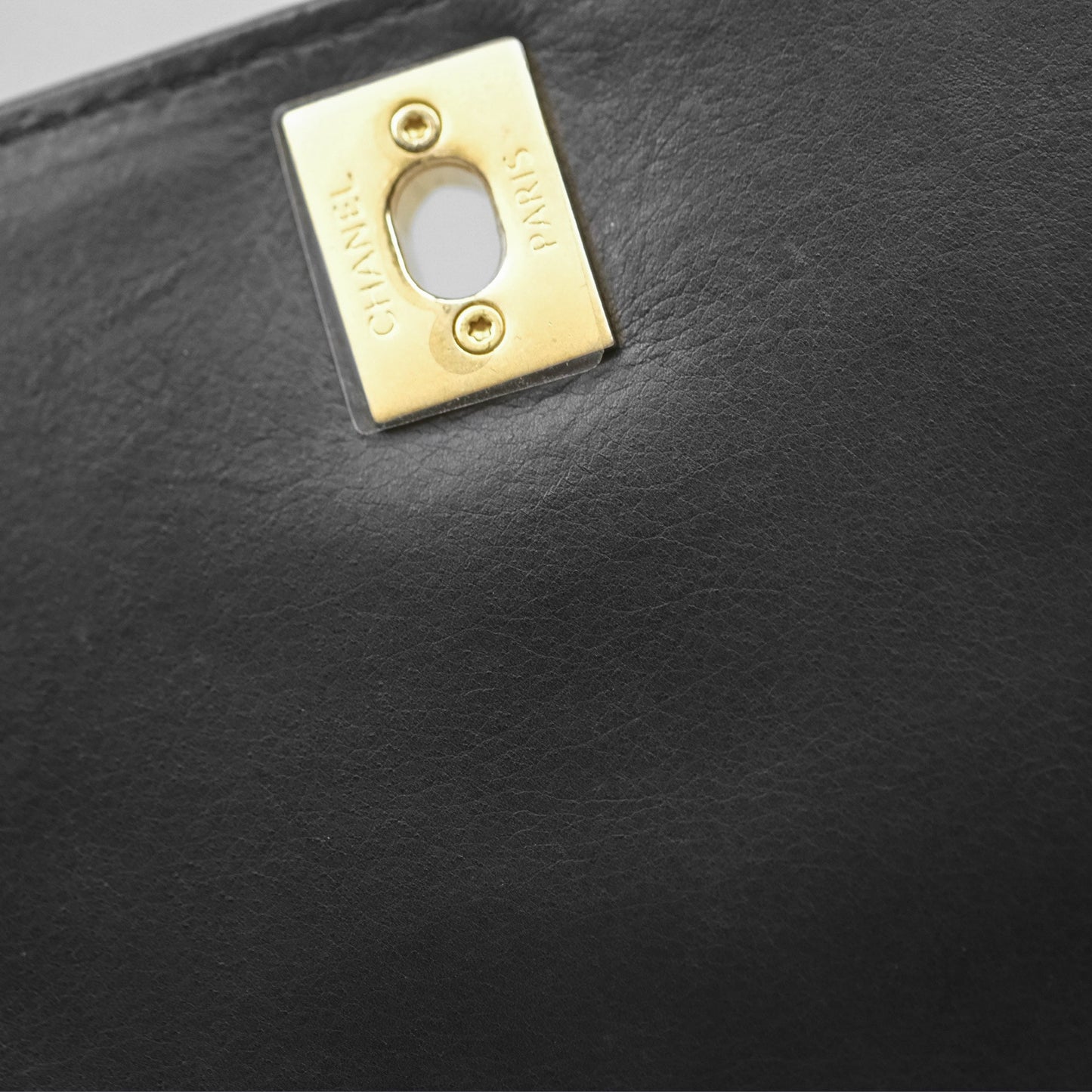 Chanel Quilted Side Chain Flap Bag Black Calfskin Aged Gold Hardware