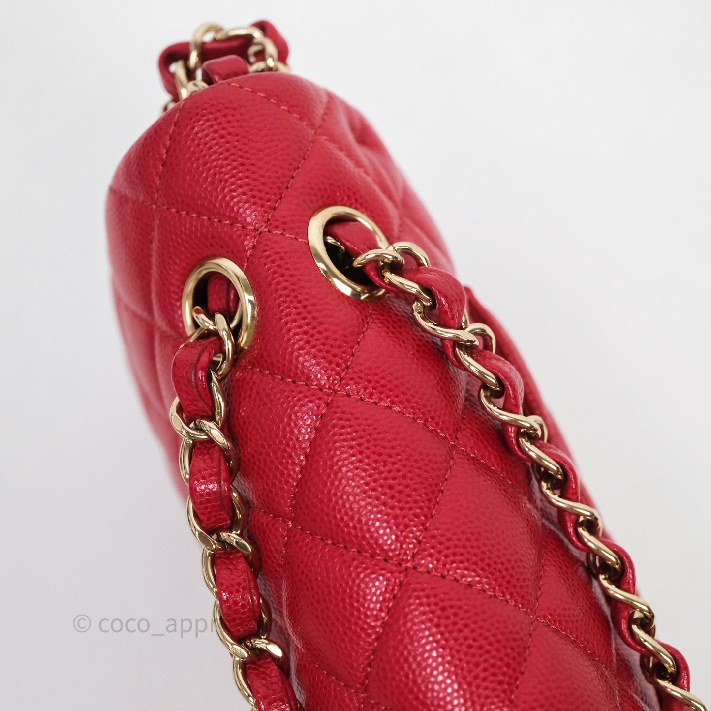 Chanel Classic M/L Medium Flap Quilted Red Caviar Gold Hardware