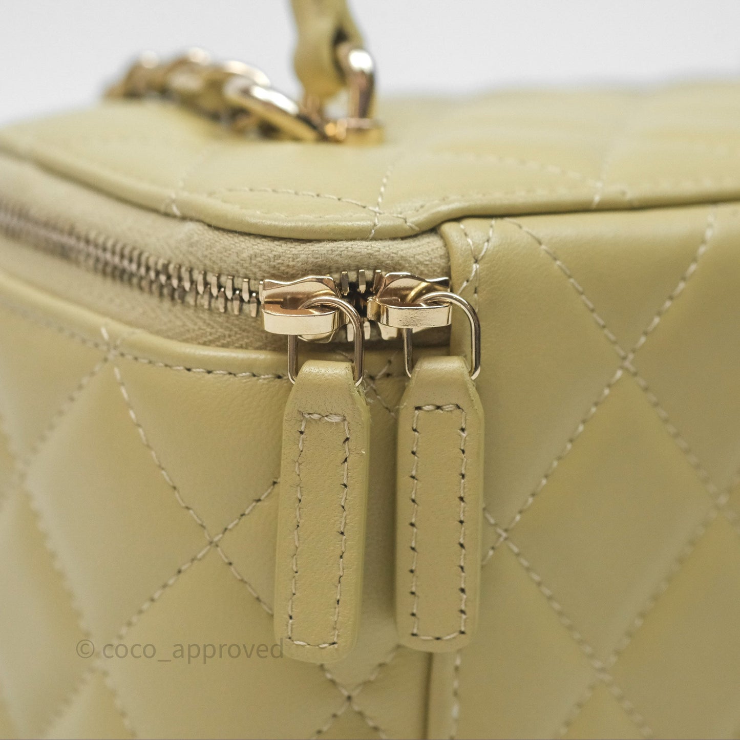 Chanel Top Handle Vanity with Chain Olive Green Lambskin Aged Gold Hardware