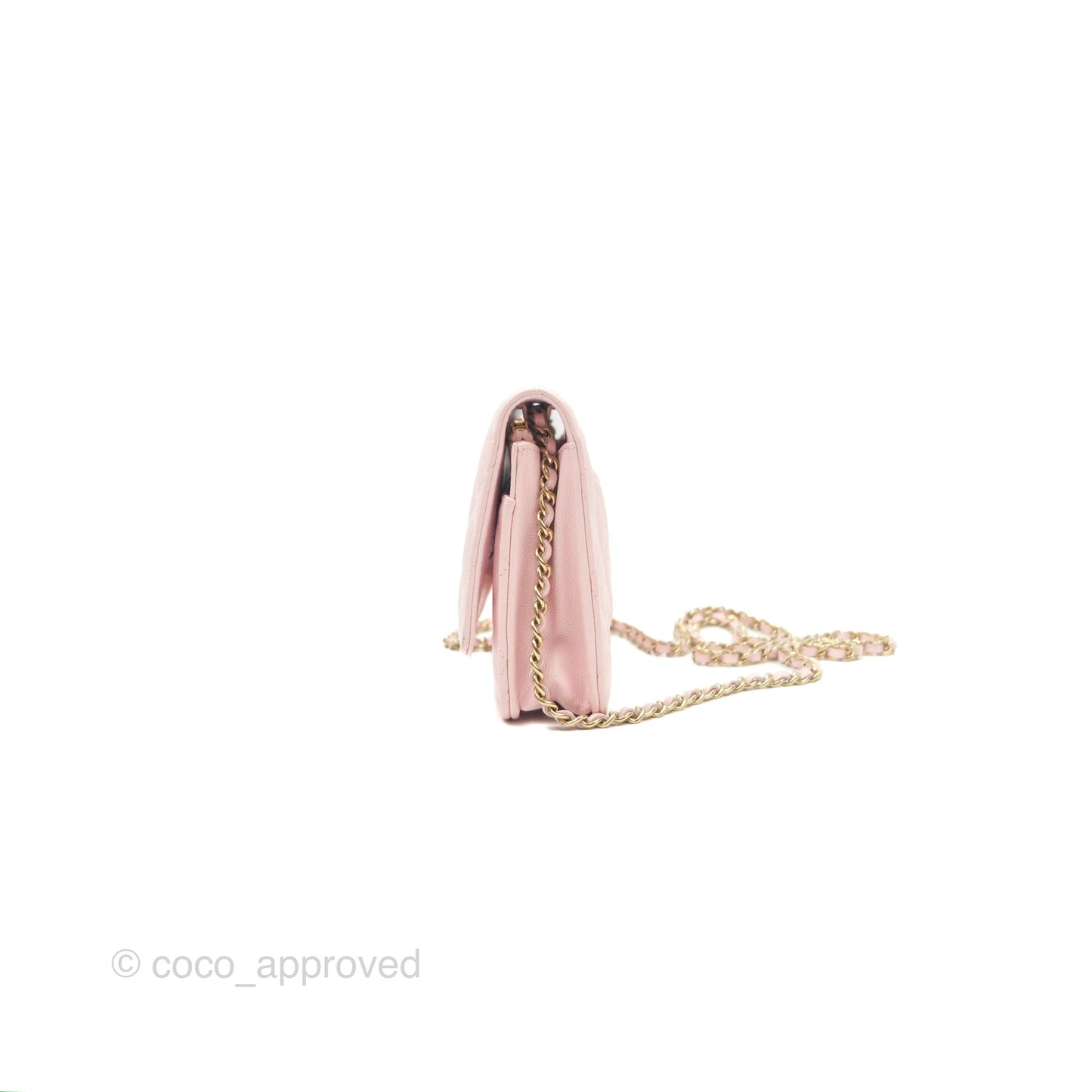 Chanel Quilted Classic Wallet On Chain WOC Pink Caviar Gold Hardware