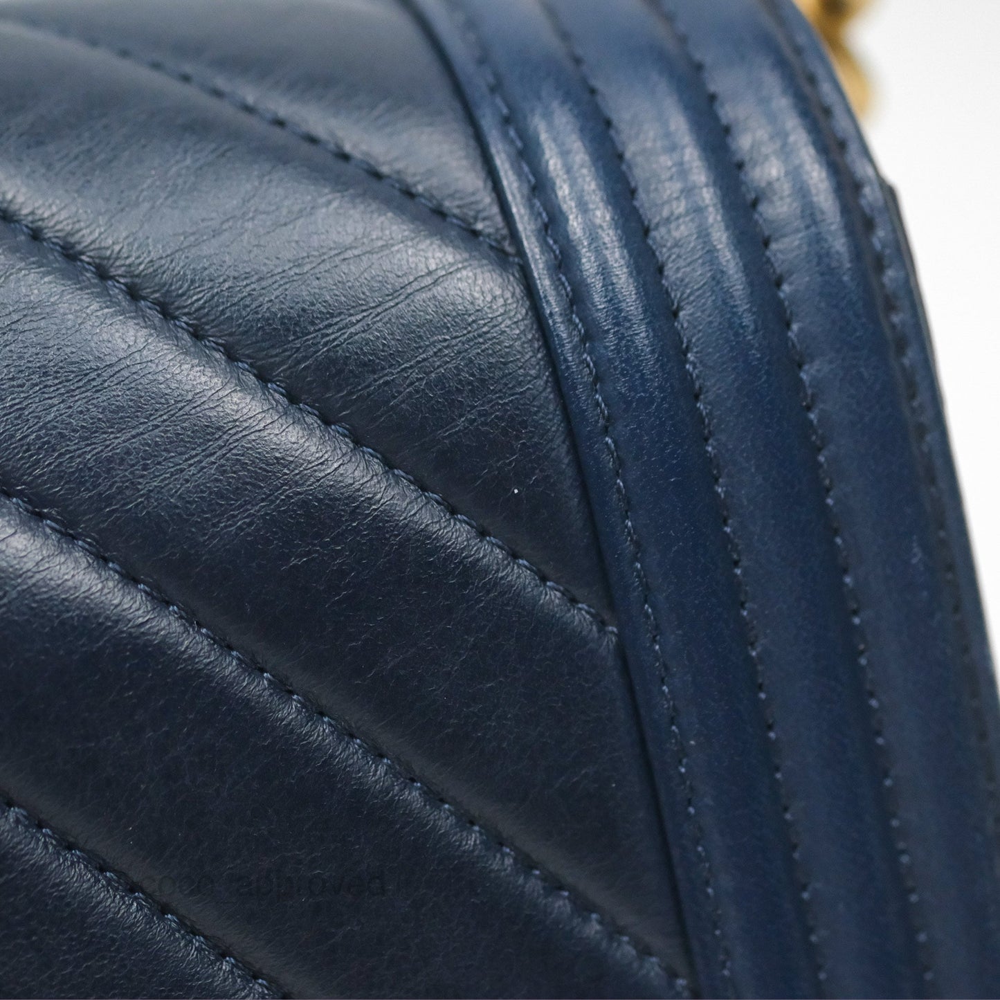 Chanel Medium Boy Chevron Navy Calfskin Aged Gold Hardware