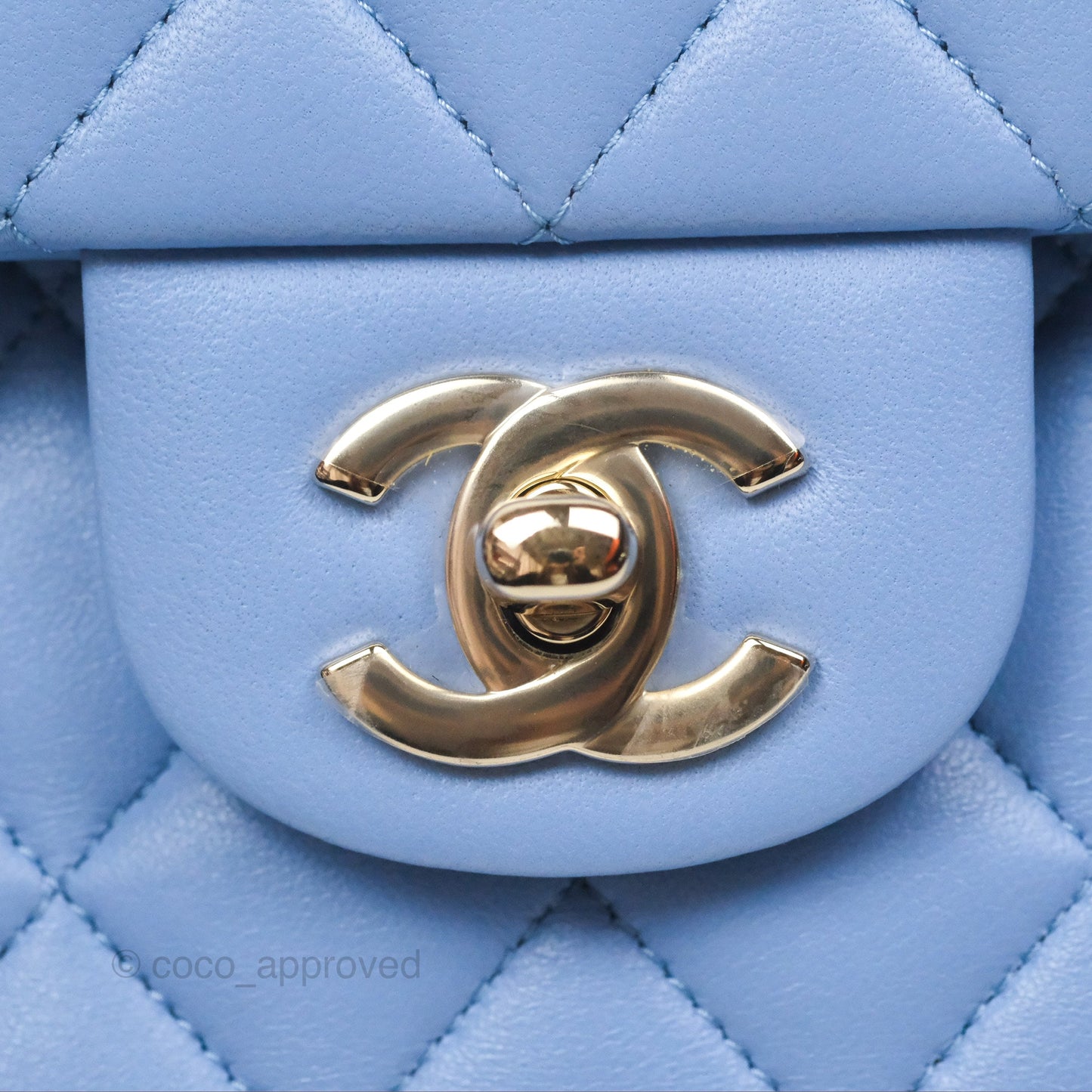 Chanel Small Classic Quilted Flap Sky Blue Lambskin Gold Hardware