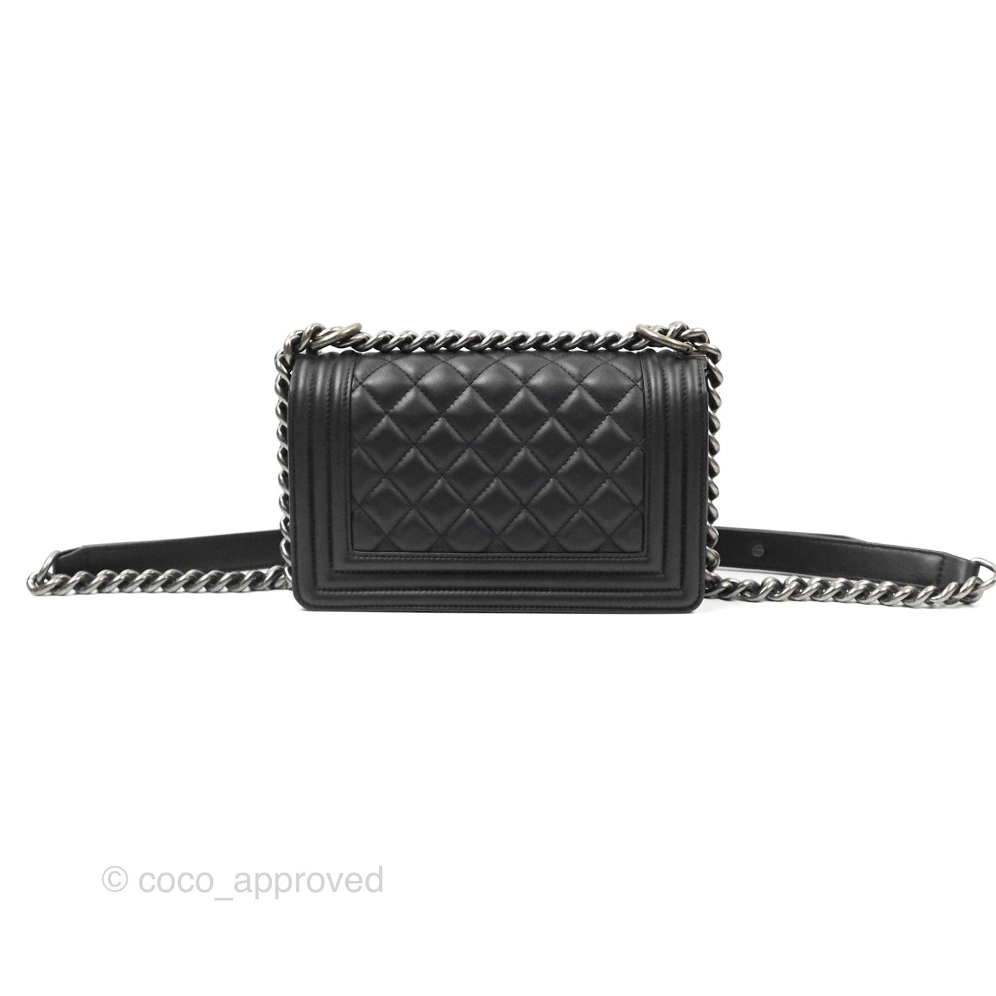 Chanel Small Boy Black Calfskin Ruthenium Hardware