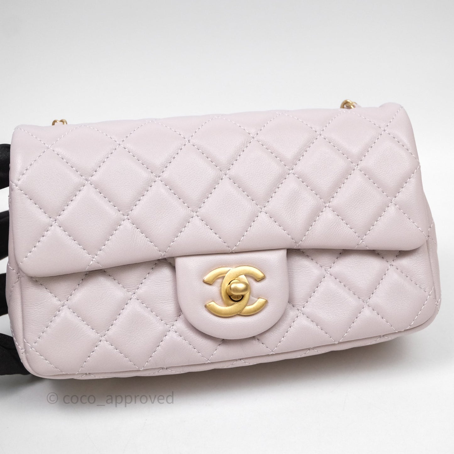 Chanel Mini Rectangular Pearl Crush Lilac Lambskin Aged Gold Hardware
