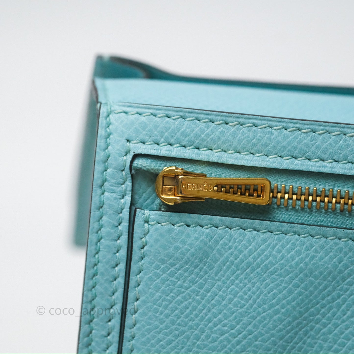 Hermès Bearn Long Wallet Bleu Atoll 3P Epsom Gold Hardware