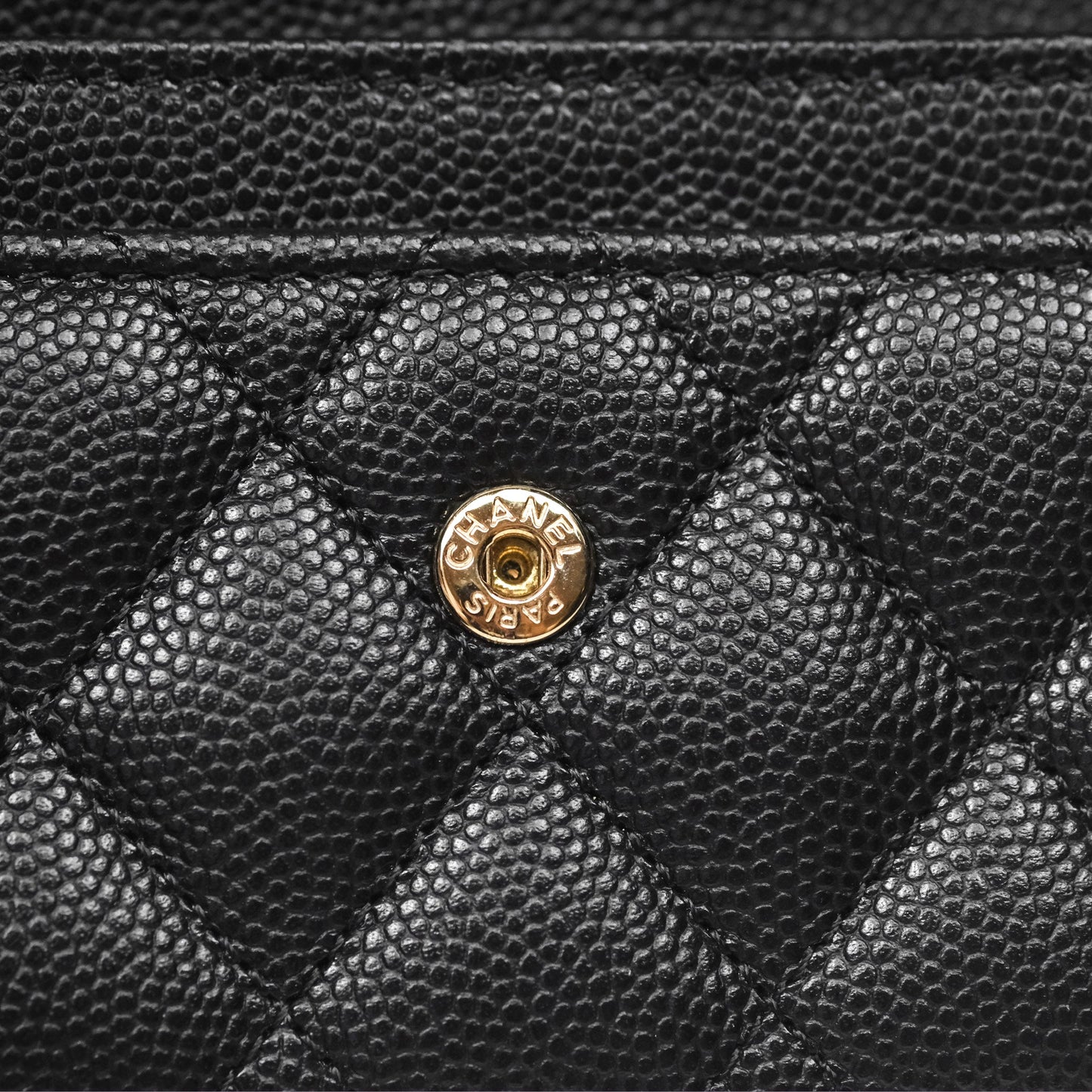 Chanel Flap Card Holder Black Caviar CC Gold Hardware