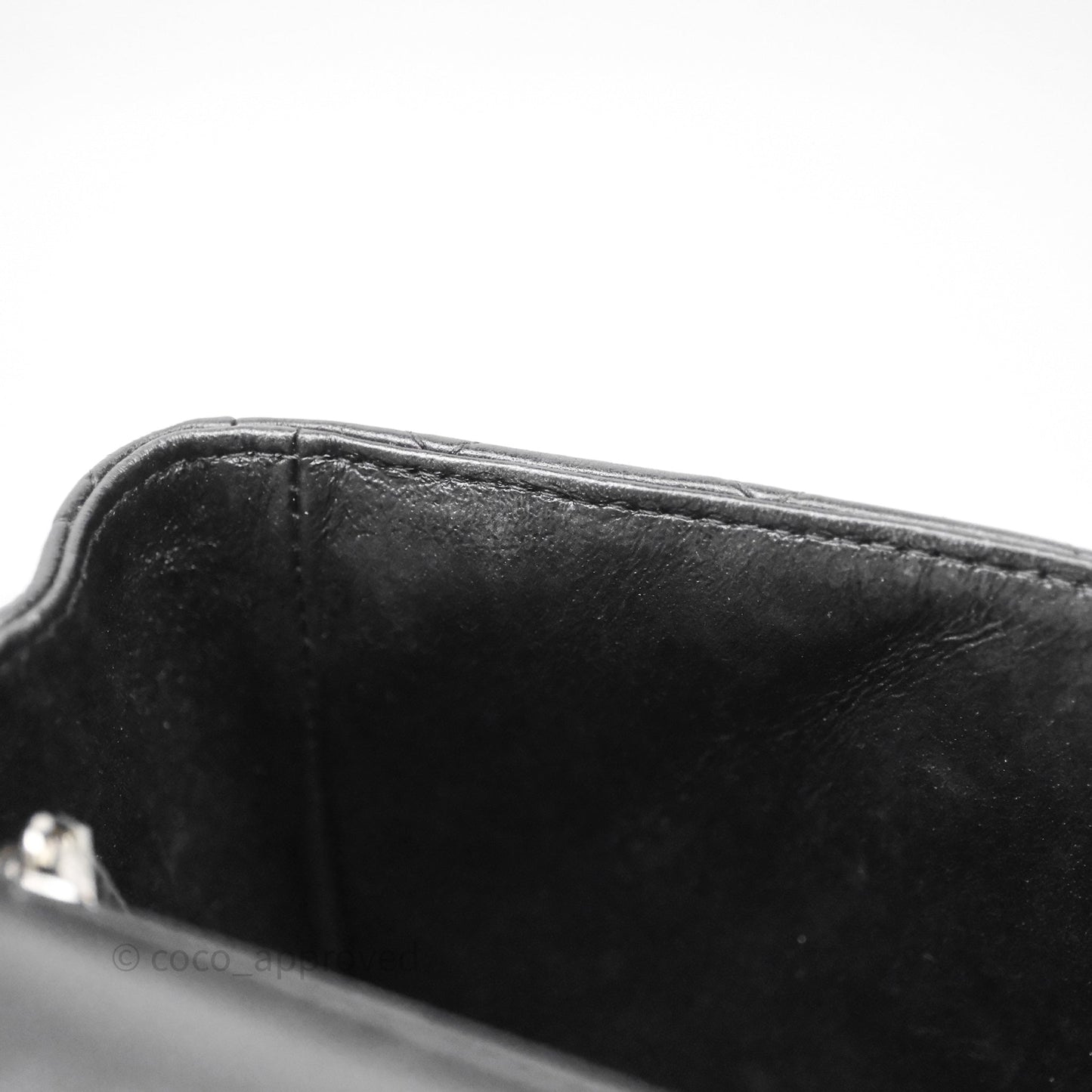 Chanel Mini Square Quilted Black Lambskin Silver Hardware