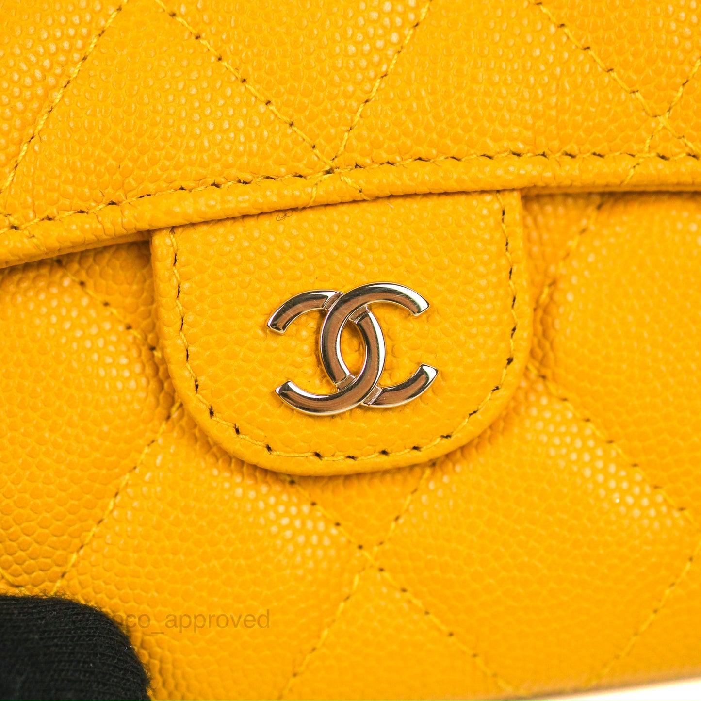 Chanel Classic Flap Coin Purse Yellow Caviar Gold Hardware