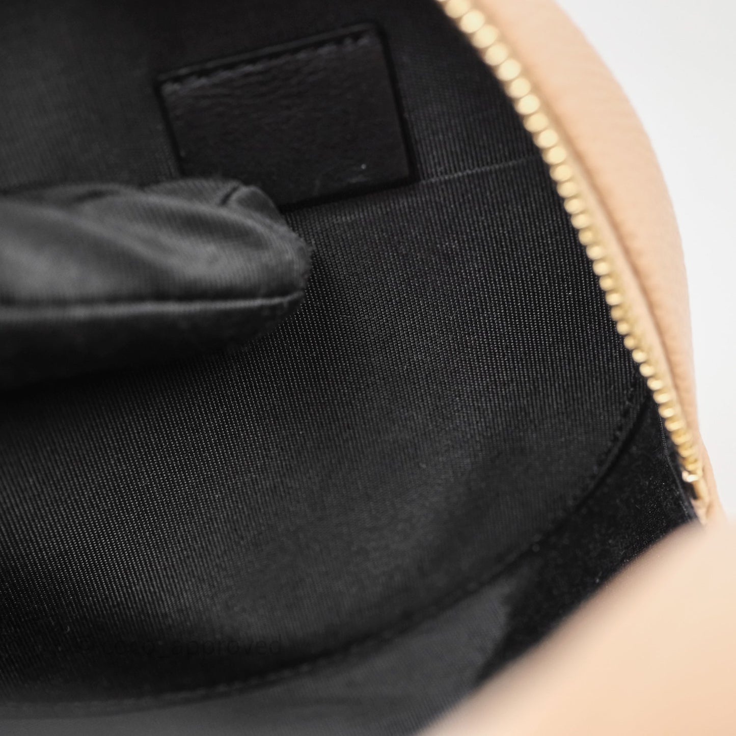 Chanel Quilted Round Filigree Clutch With Chain Beige/ Black Caviar Aged Gold Hardware