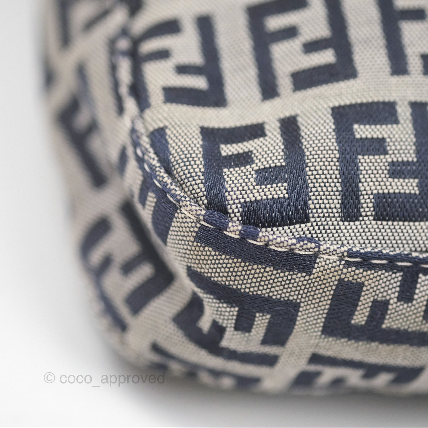 Fendi Vintage Baguette Shoulder Bag Grey/ Navy Canvas