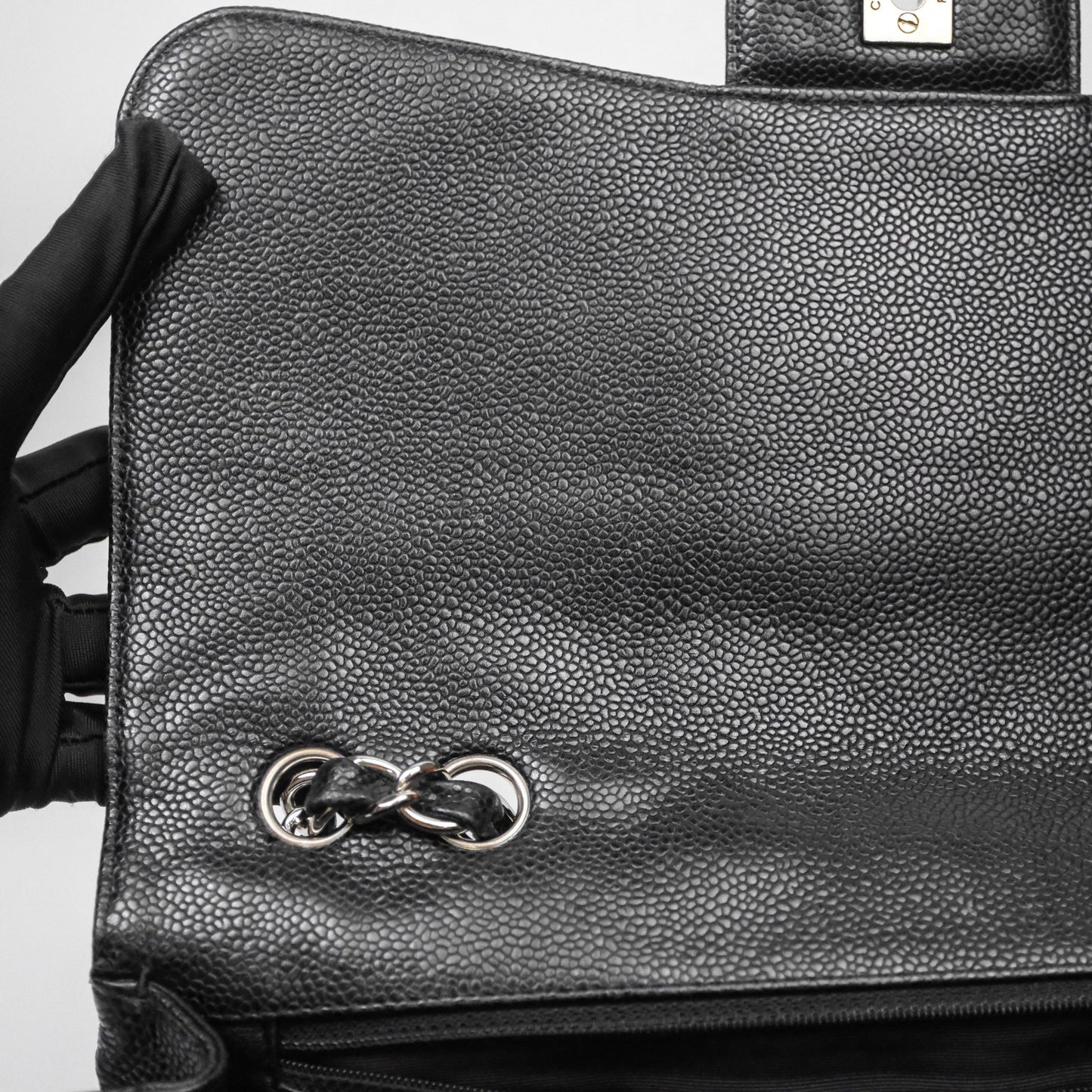 Chanel Jumbo Single Flap Black Caviar Silver Hardware
